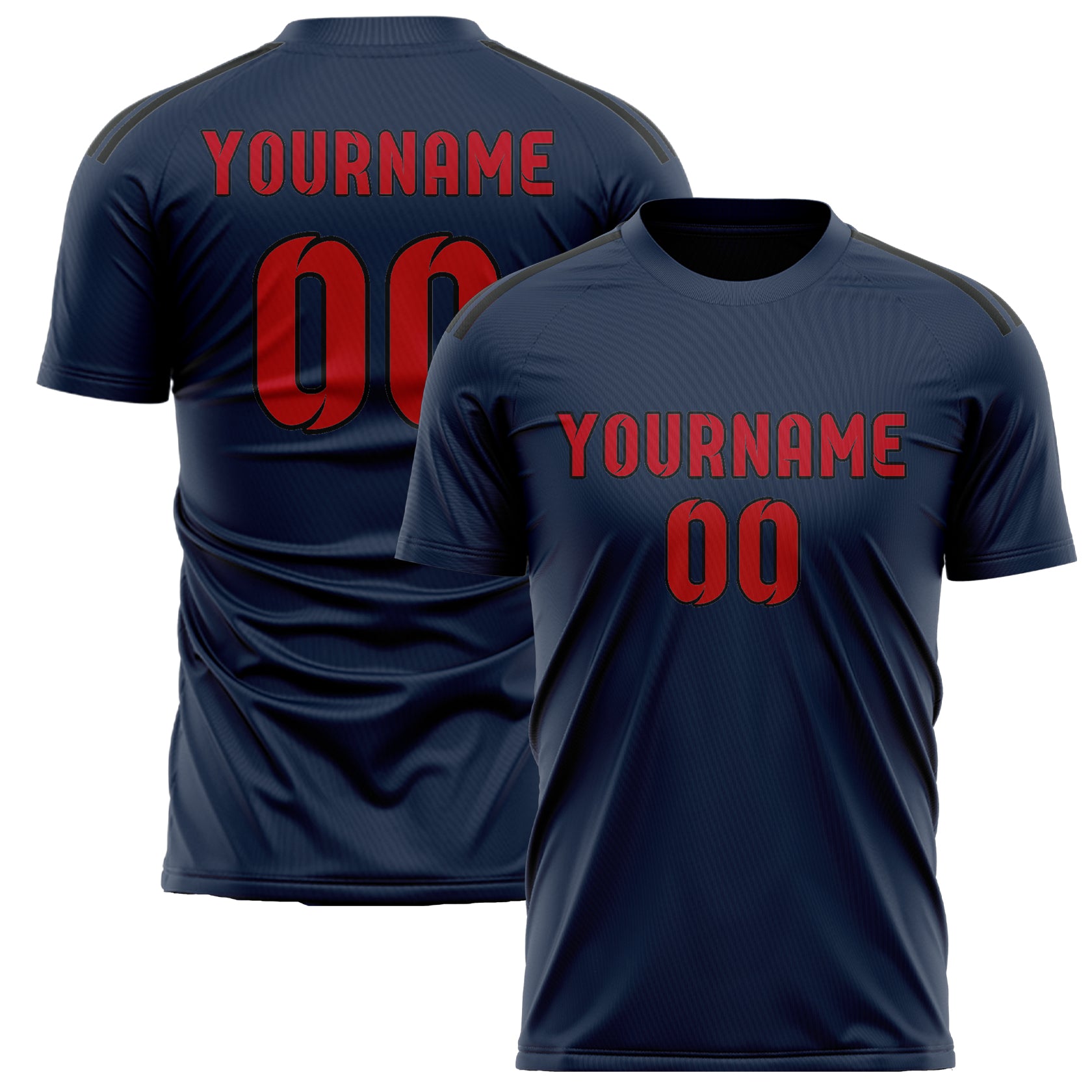 Benutzerdefiniertes Professionelles Marineblau Rot Fußballtrikot