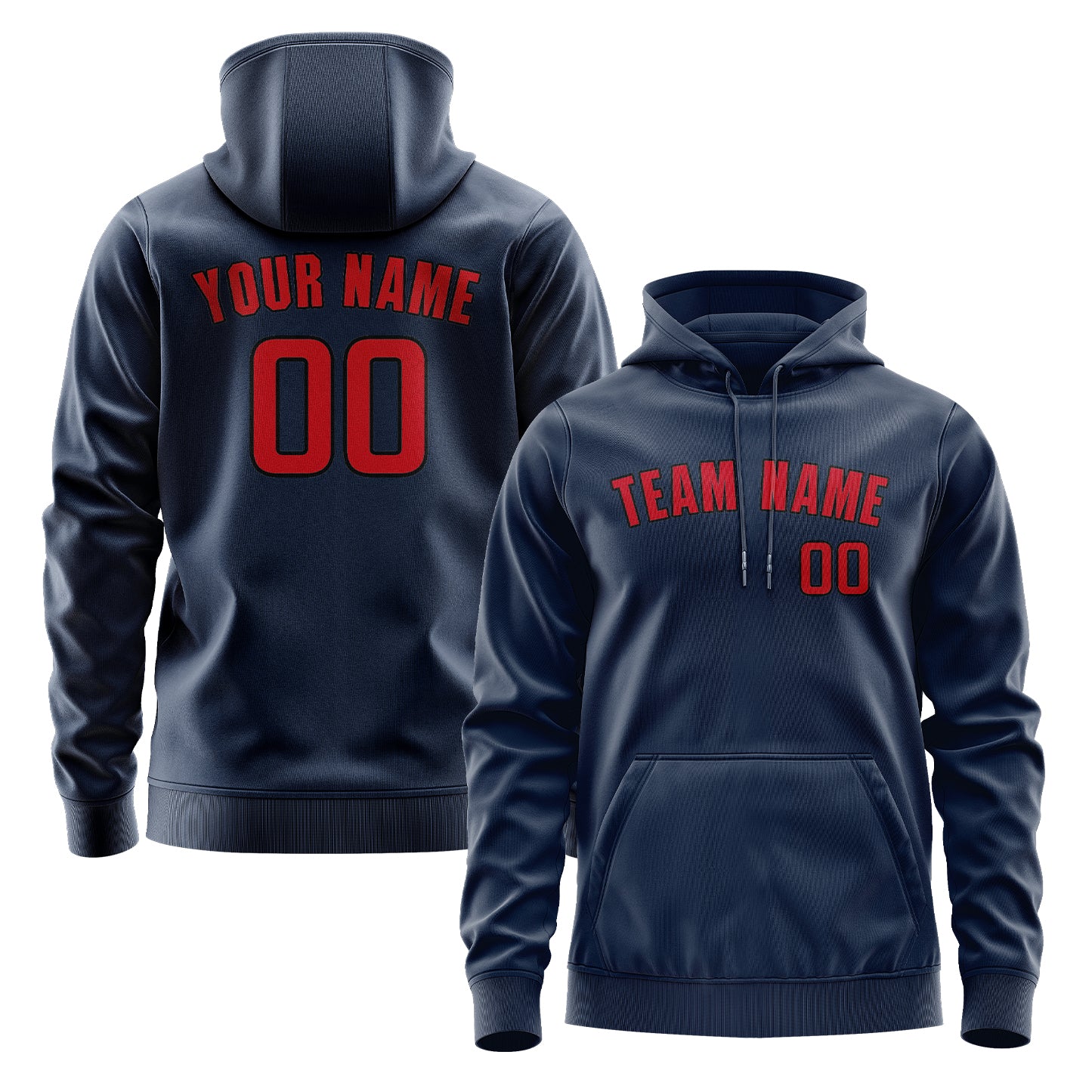 Maßgeschneidertes Marineblau Rot Hoodie