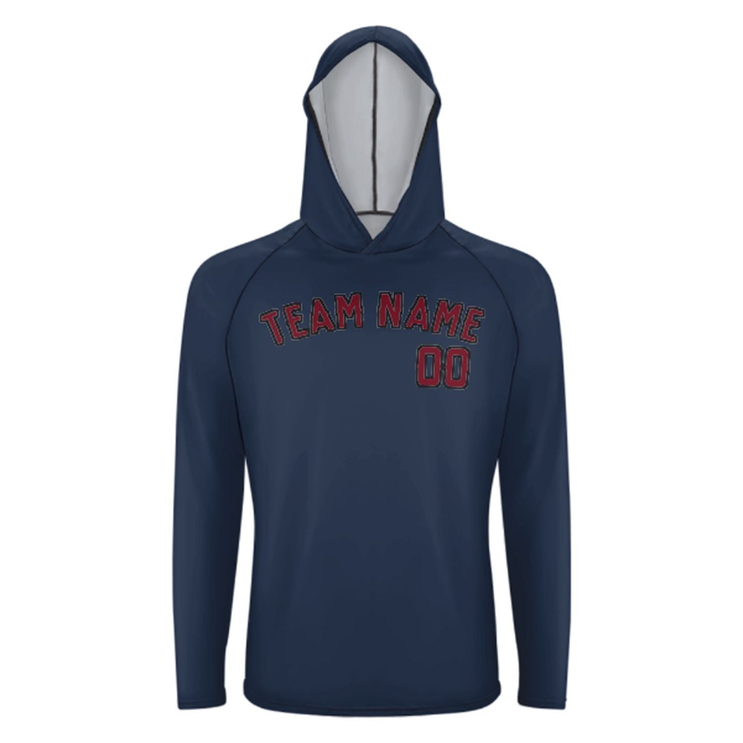 Maßgeschneidertes Marineblau Karmesinrot UV-Hoodie
