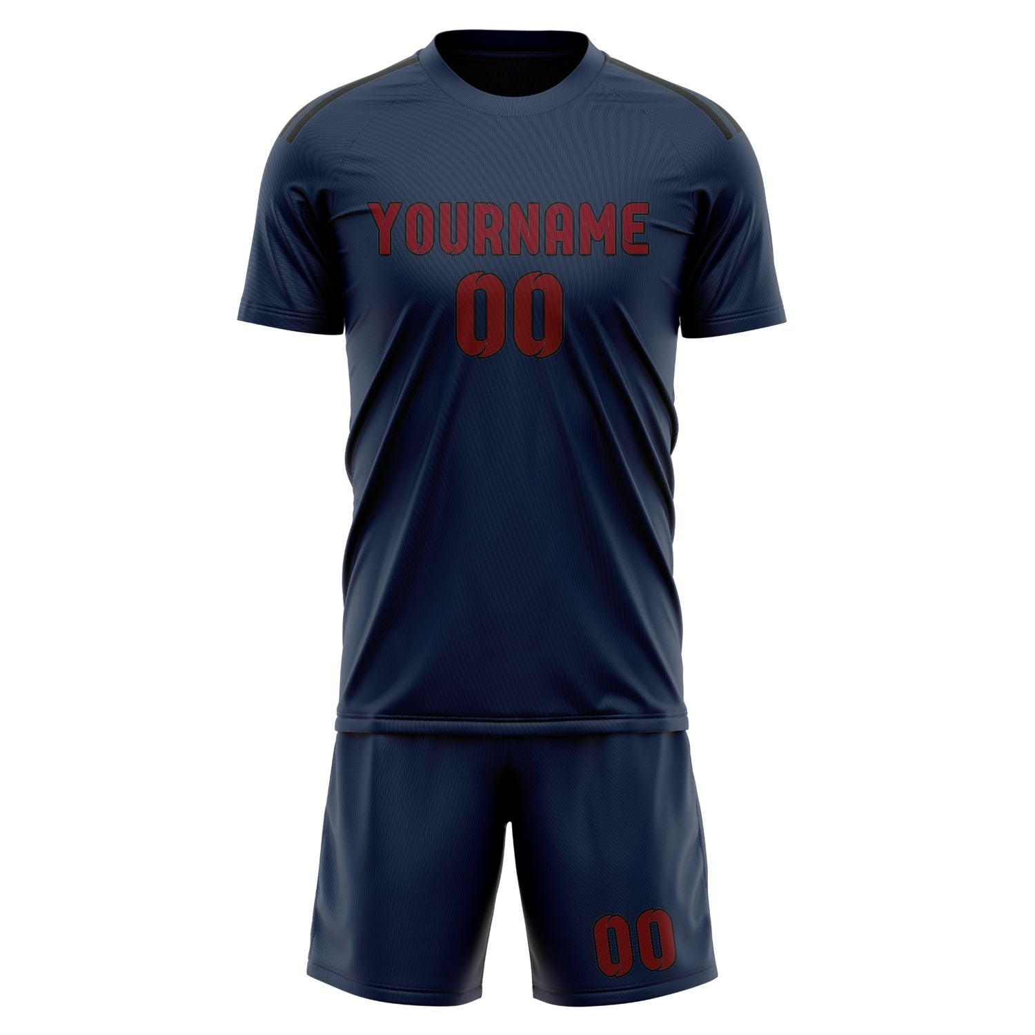 Maßgeschneidertes Professionelles Marineblau Karmesinrot Fußballtrikot-Set