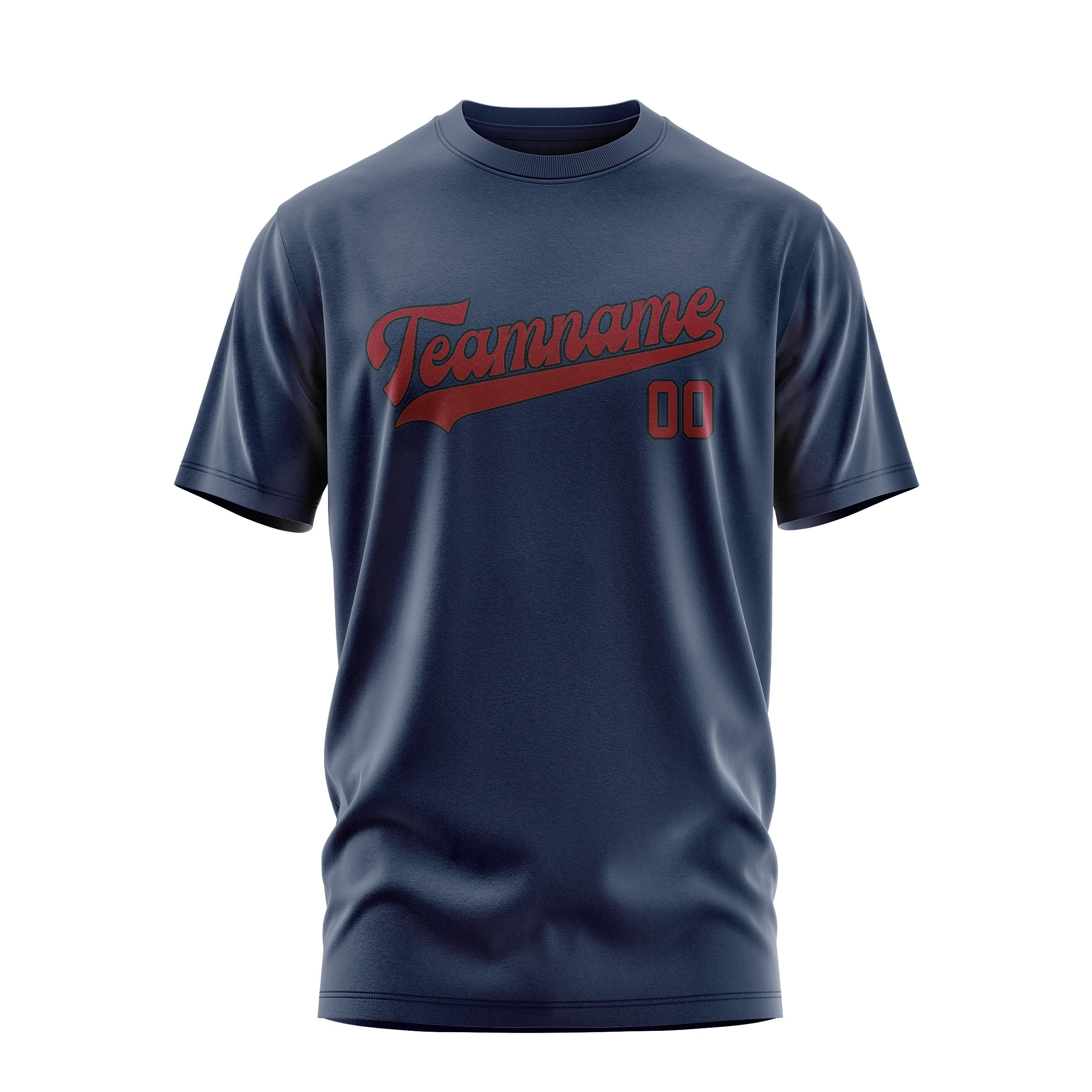 Maßgeschneidertes Marineblau Karmesinrot T-Shirt