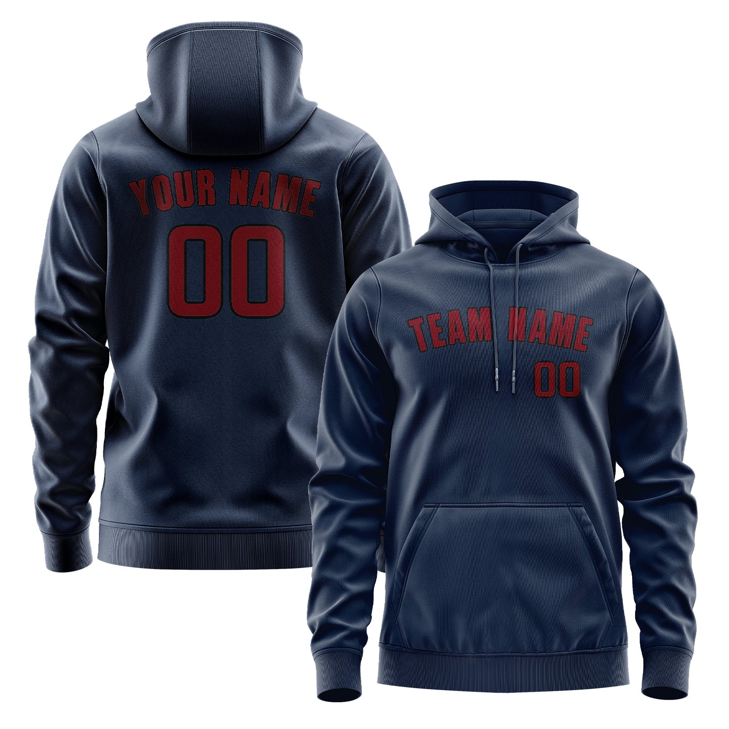 Maßgeschneidertes Marineblau Karmesinrot Hoodie