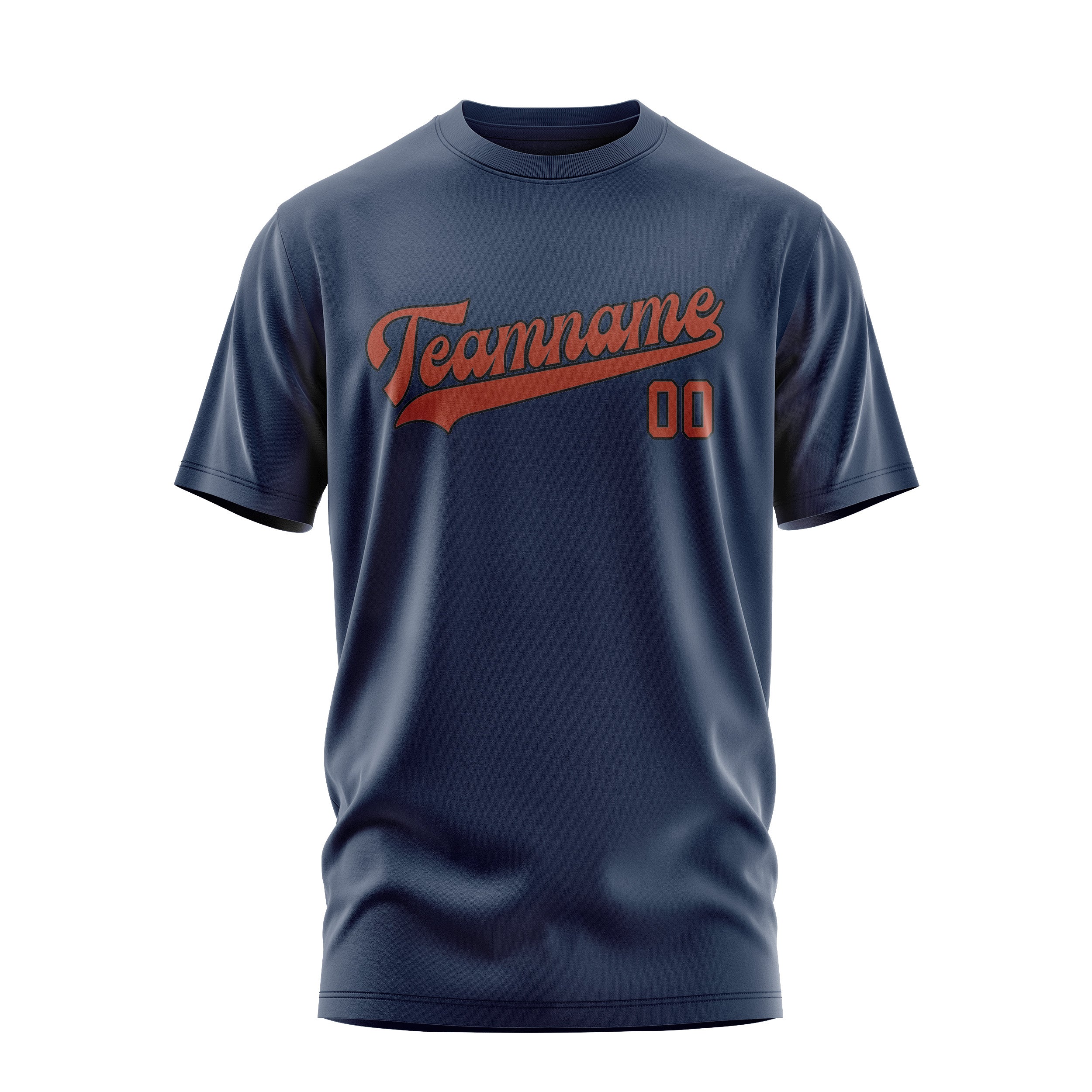 Maßgeschneidertes Marineblau Korallenrot T-Shirt
