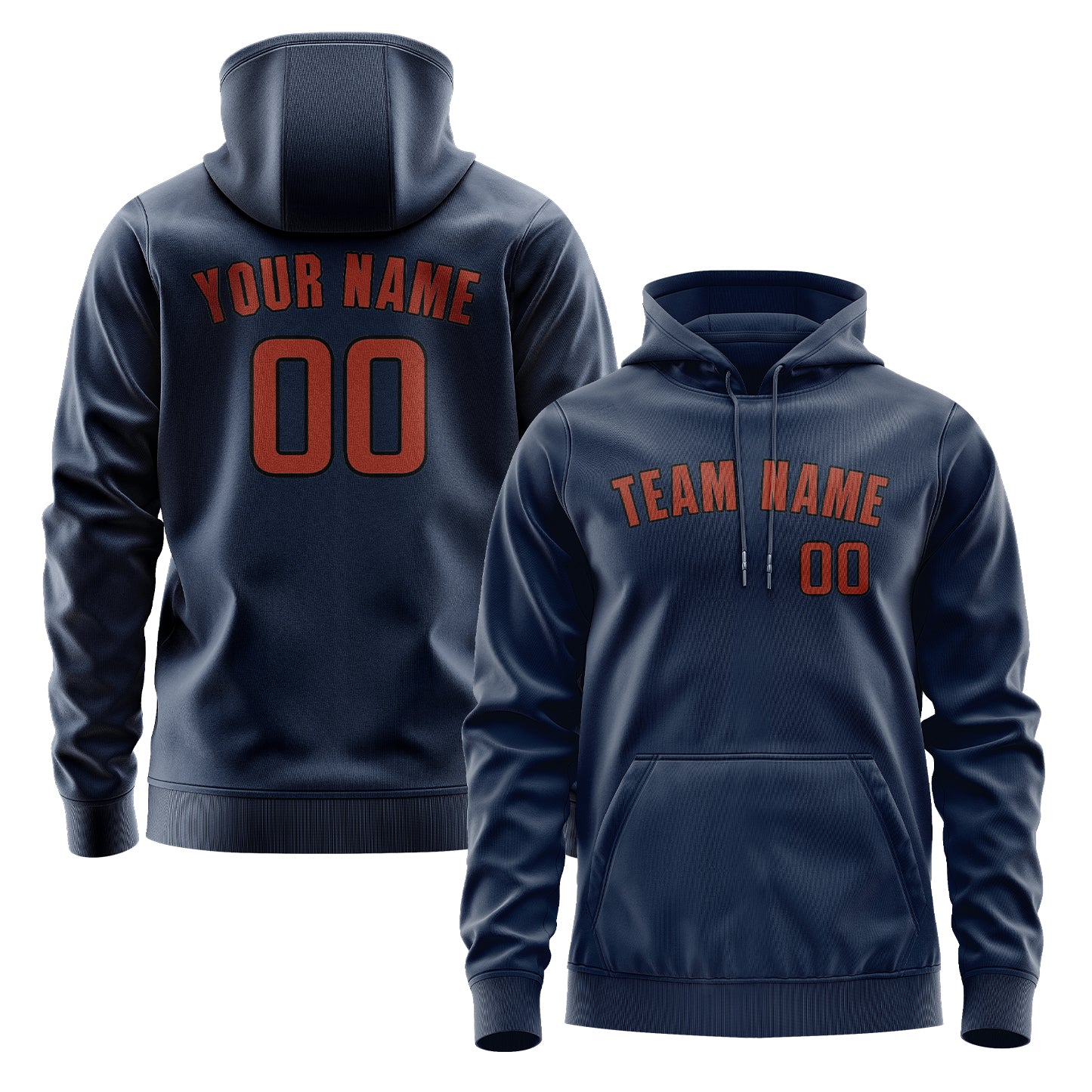 Maßgeschneidertes Marineblau Korallenrot Hoodie