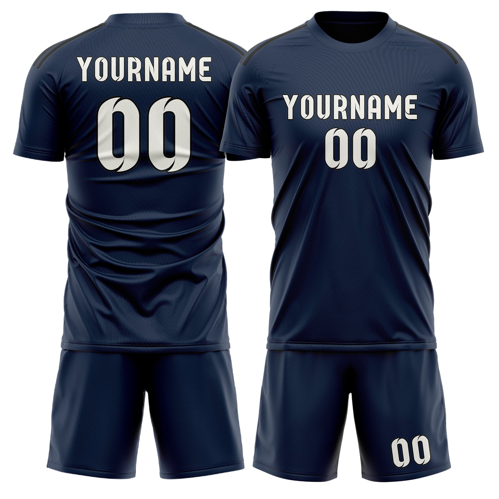 Maßgeschneidertes Professionelles Marineblau Weiß Fußballtrikot-Set