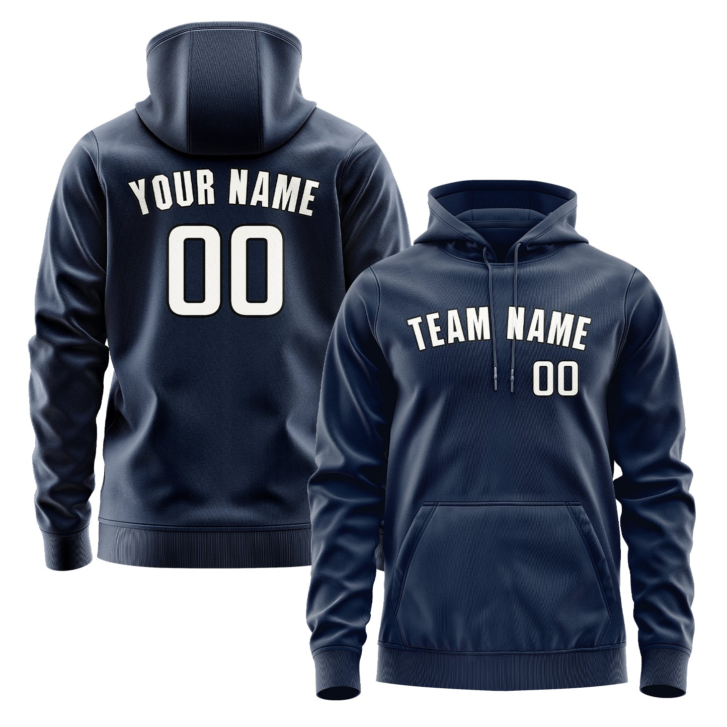 Maßgeschneidertes Marineblau Weiß Hoodie
