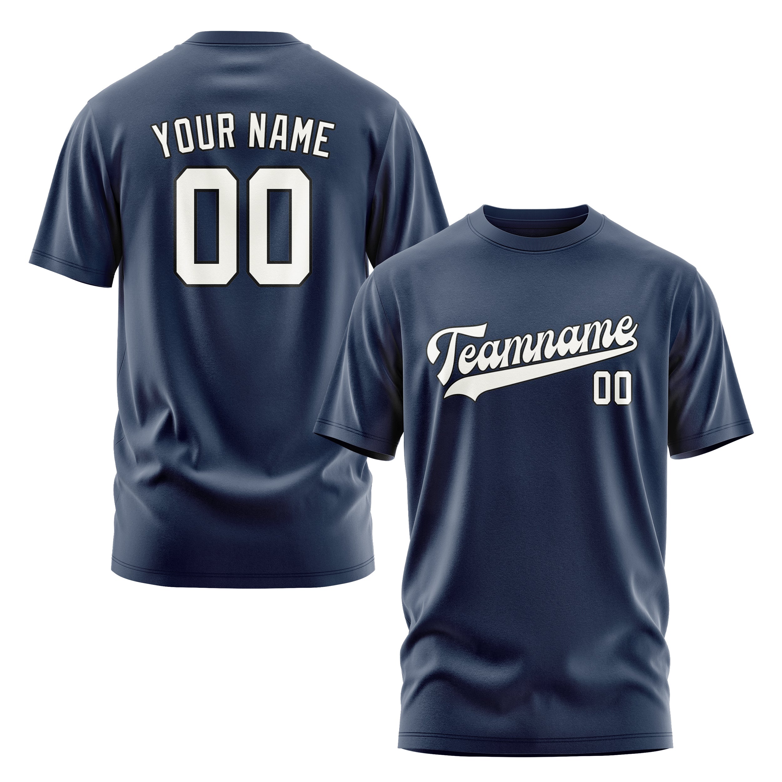 Maßgeschneidertes Marineblau Weiß T-Shirt