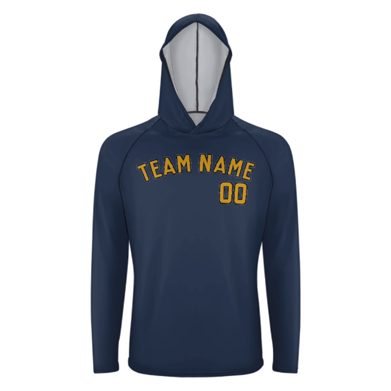 Maßgeschneidertes Marineblau Gelb UV-Hoodie