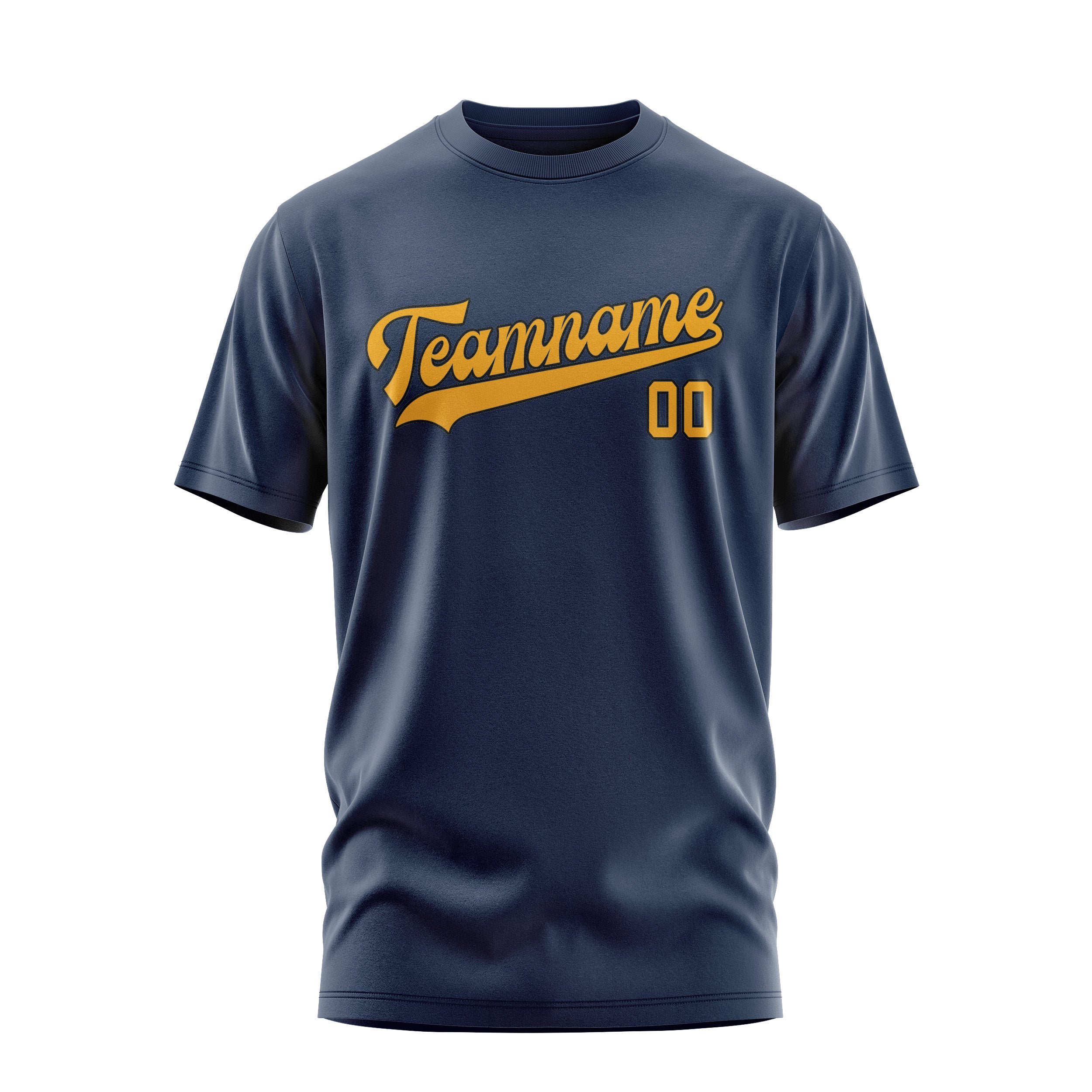 Maßgeschneidertes Marineblau Gelb T-Shirt