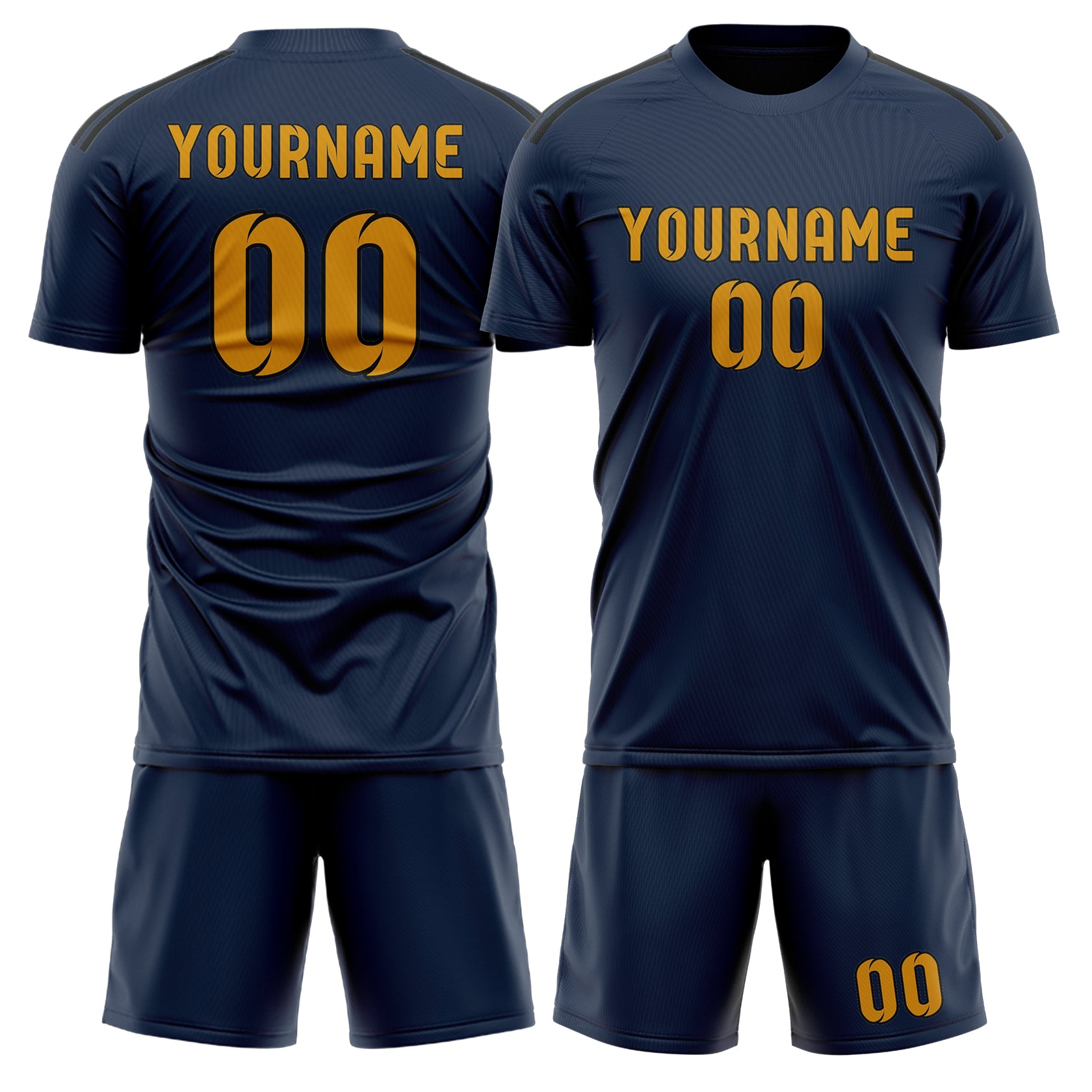 Maßgeschneidertes Professionelles Marineblau Gelb Fußballtrikot-Set