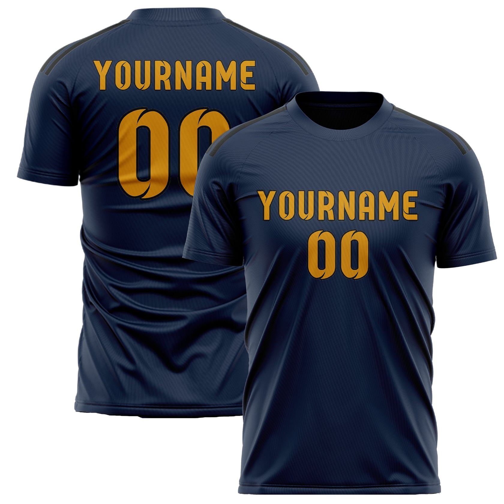 Benutzerdefiniertes Professionelles Marineblau Gelb Fußballtrikot