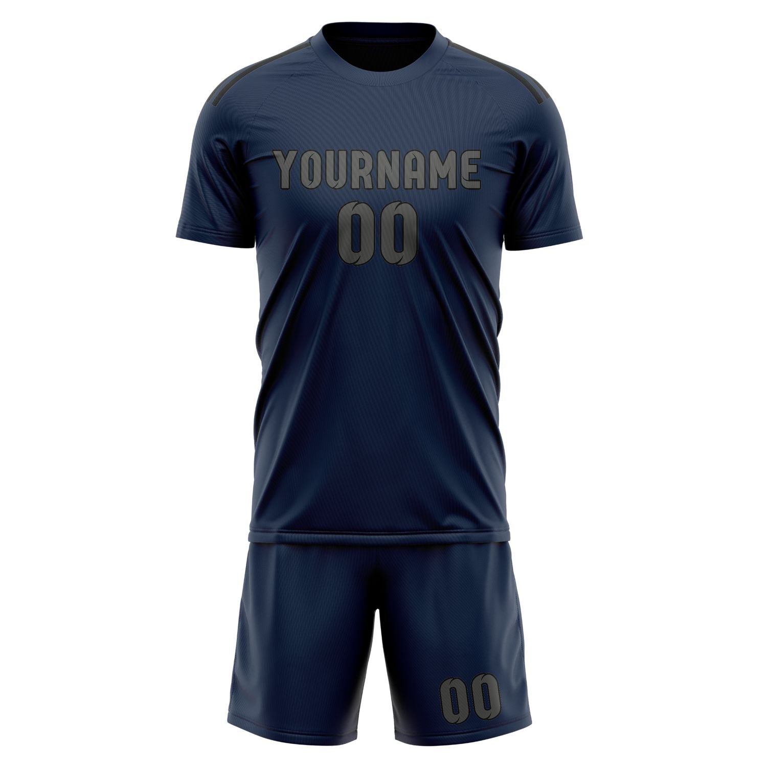 Maßgeschneidertes Professionelles Marineblau Dunkelgrau Fußballtrikot-Set
