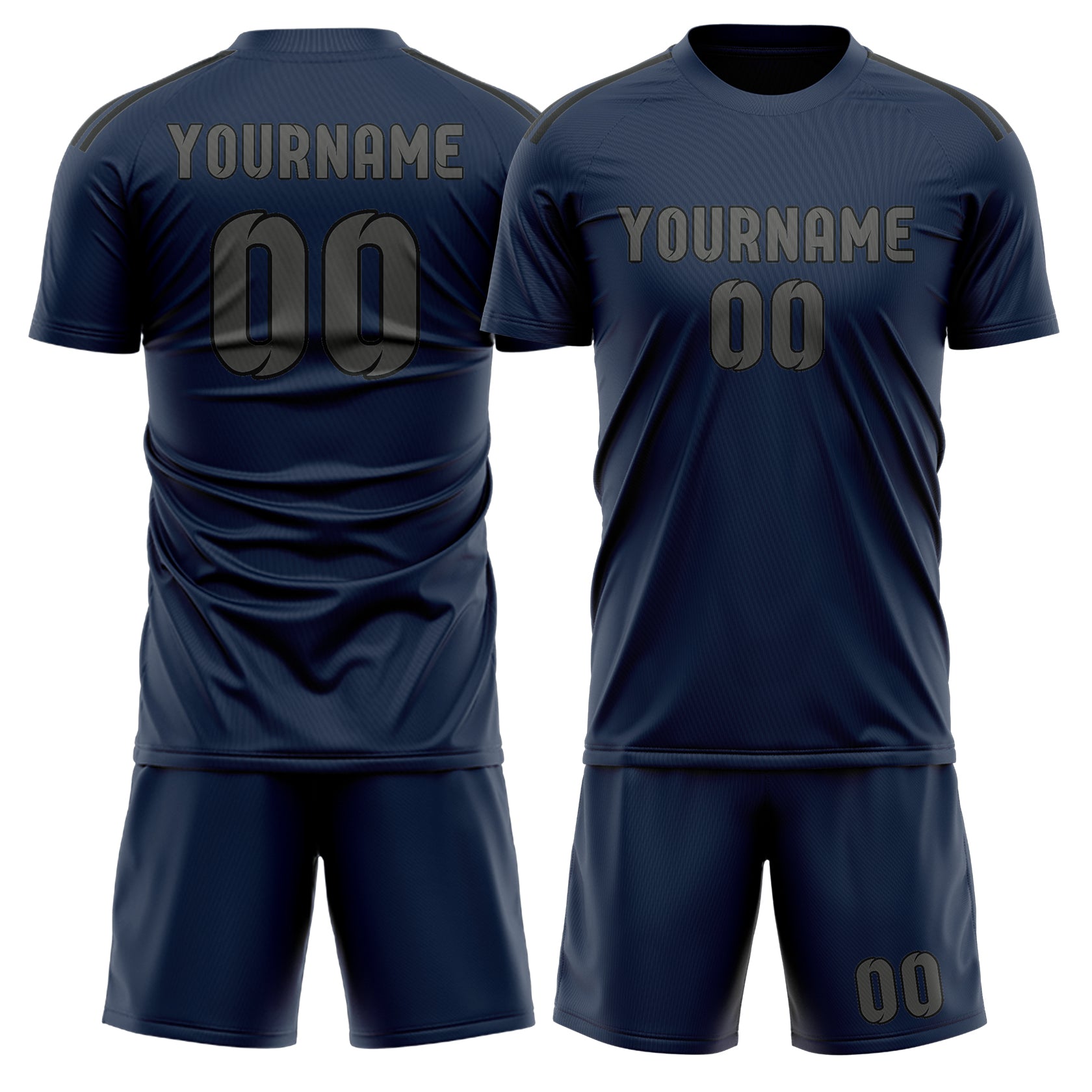Maßgeschneidertes Professionelles Marineblau Dunkelgrau Fußballtrikot-Set