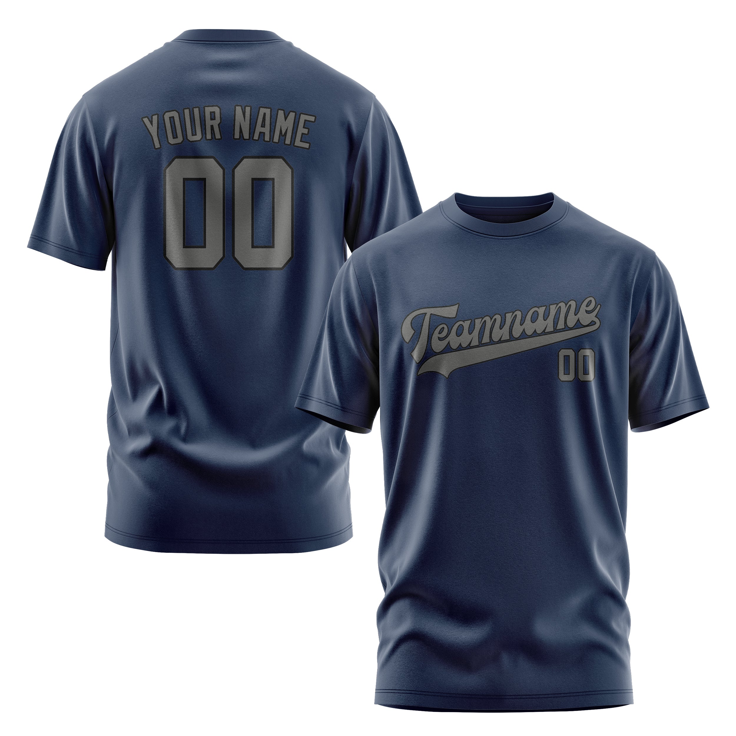 Maßgeschneidertes Marineblau Dunkelgrau T-Shirt