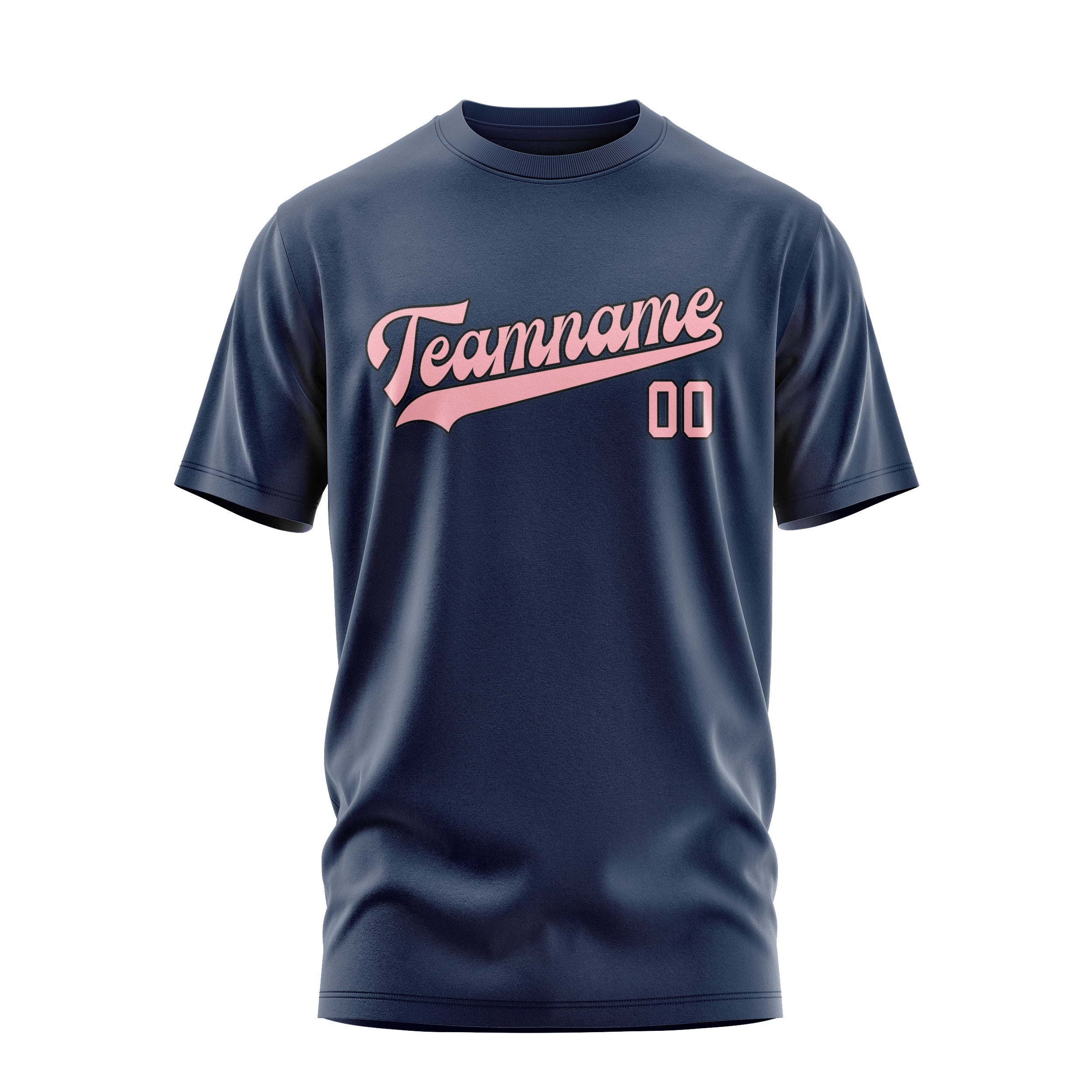 Maßgeschneidertes Marineblau Rosa T-Shirt