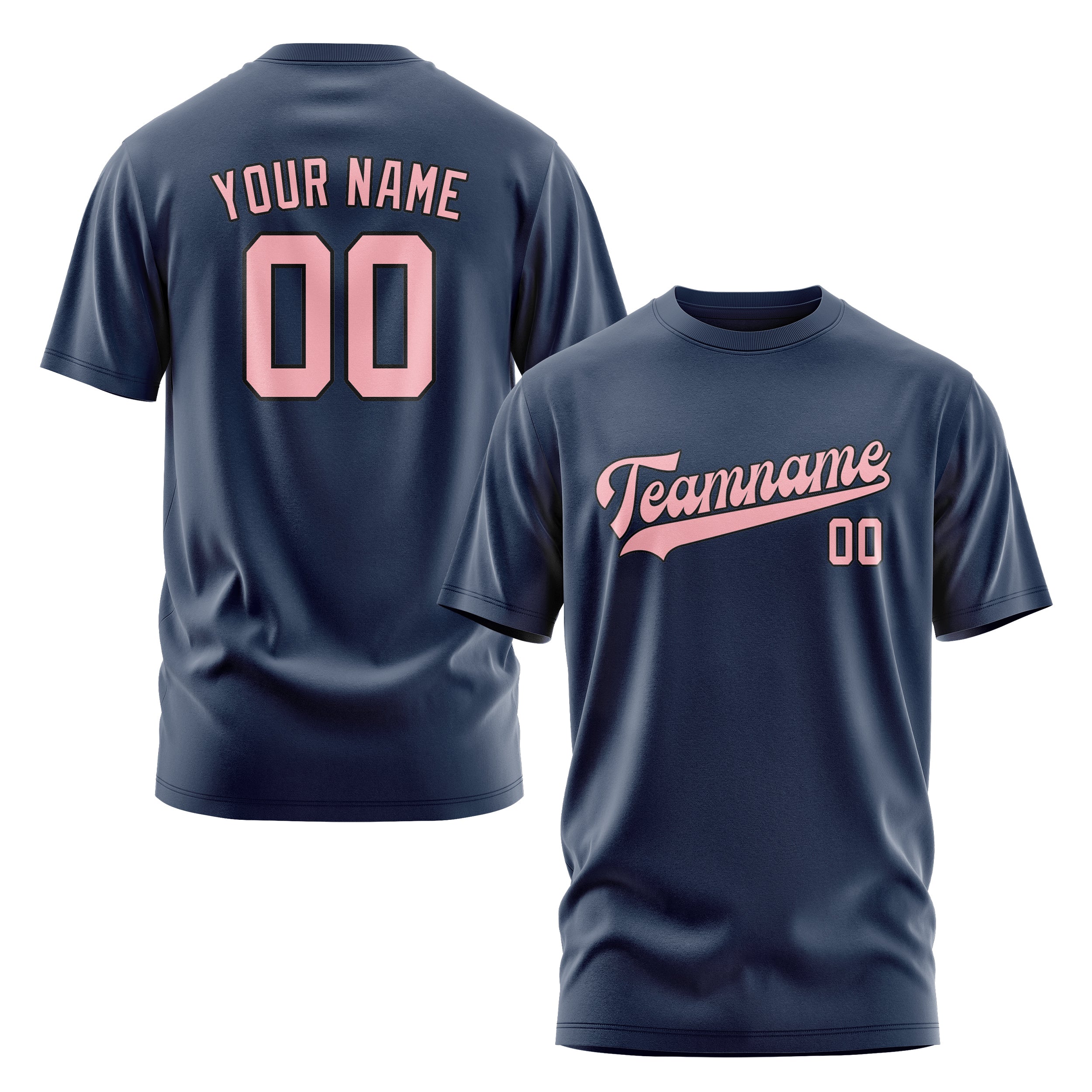 Maßgeschneidertes Marineblau Rosa T-Shirt