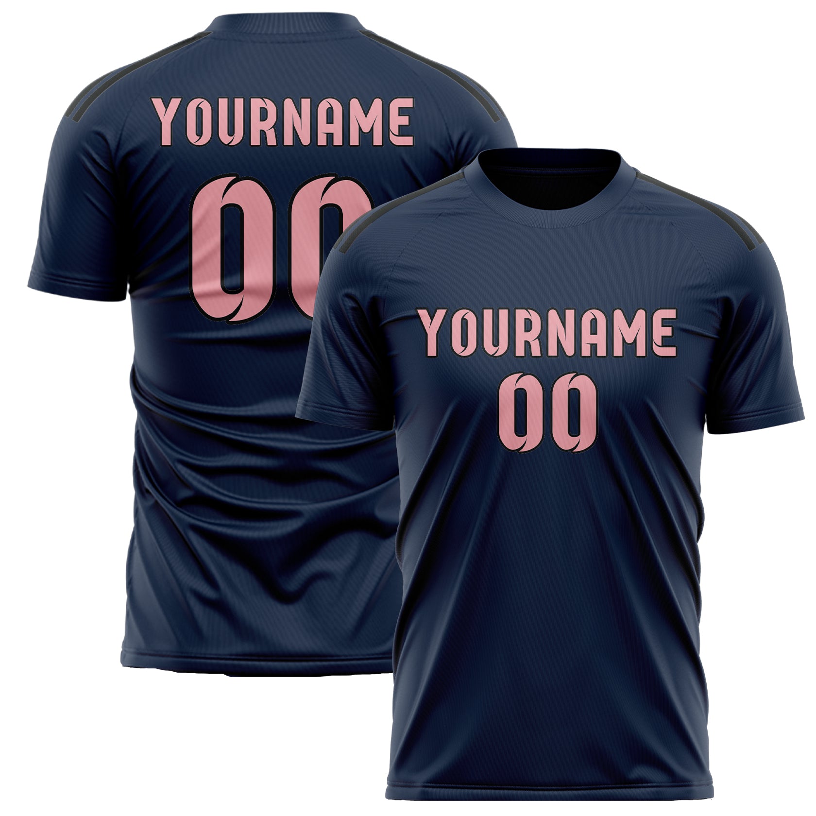 Benutzerdefiniertes Professionelles Marineblau Rosa Fußballtrikot