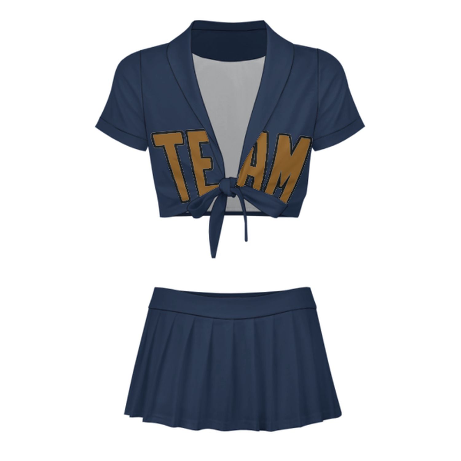 Maßgeschneidertes Marineblau Khaki Cheerleader Outfit Set