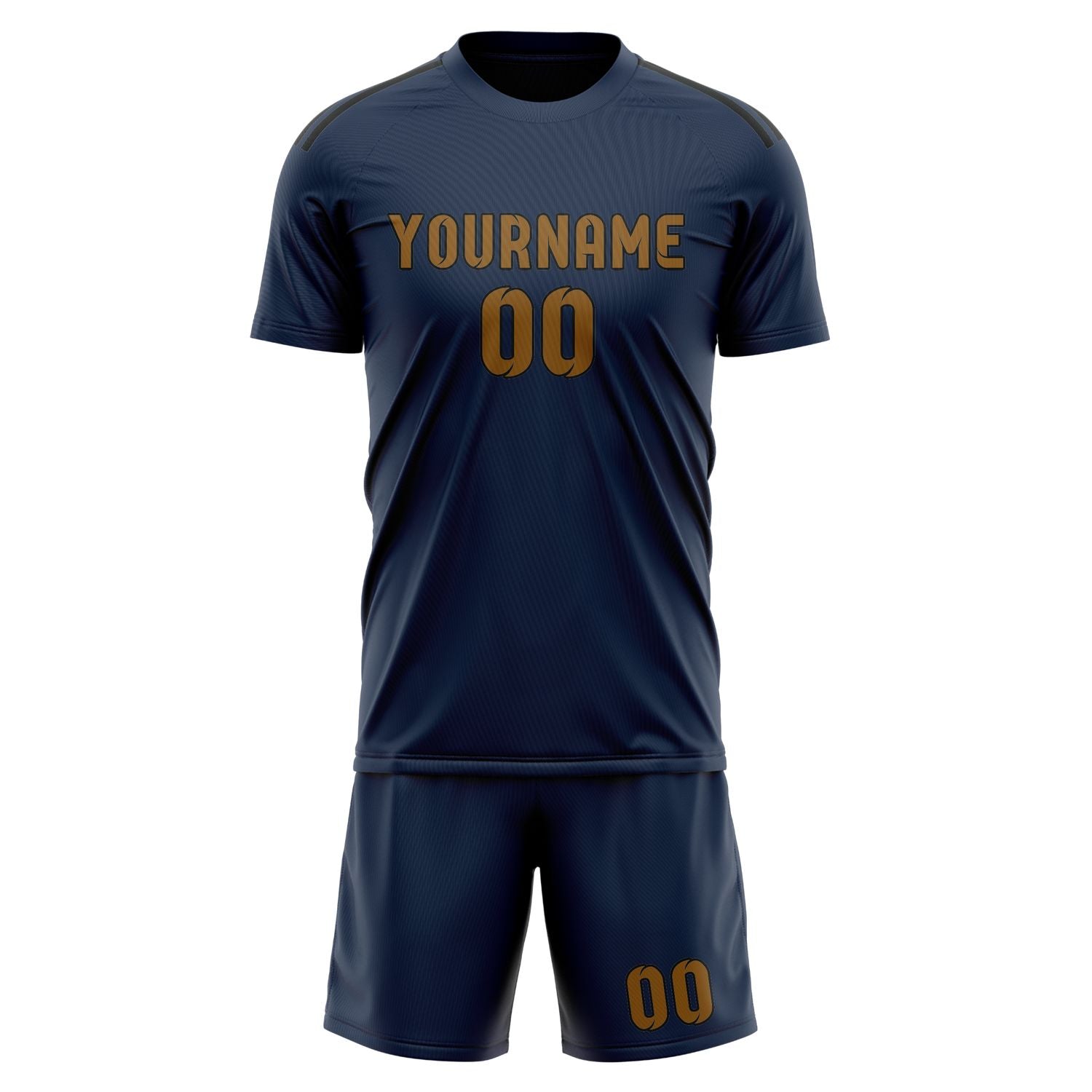 Maßgeschneidertes Professionelles Marineblau Khaki Fußballtrikot-Set