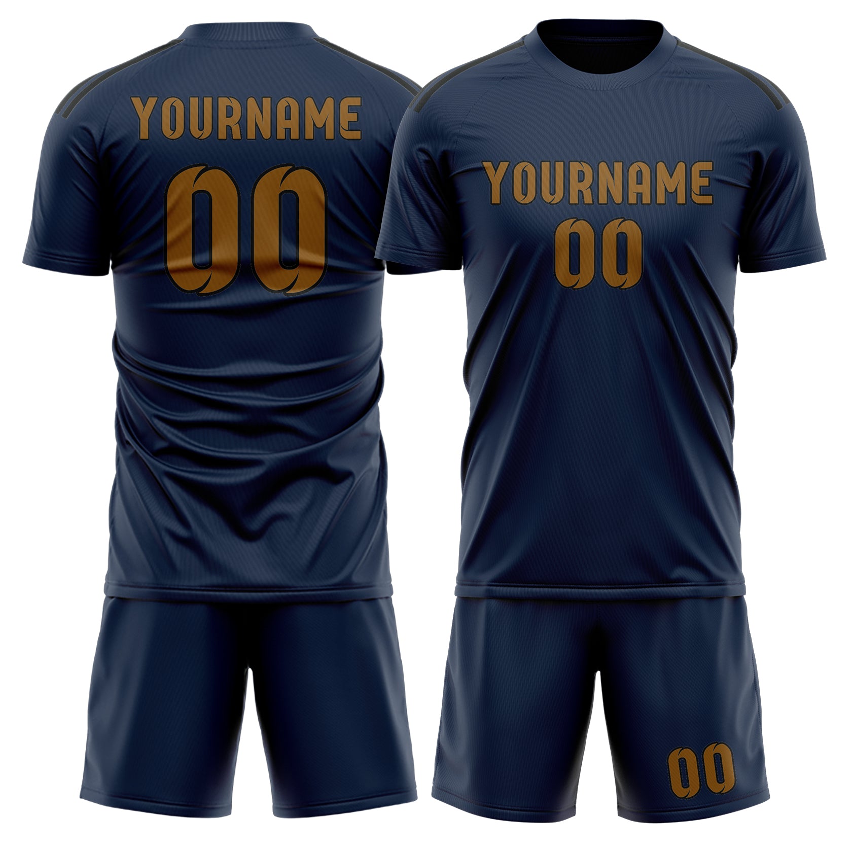Maßgeschneidertes Professionelles Marineblau Khaki Fußballtrikot-Set