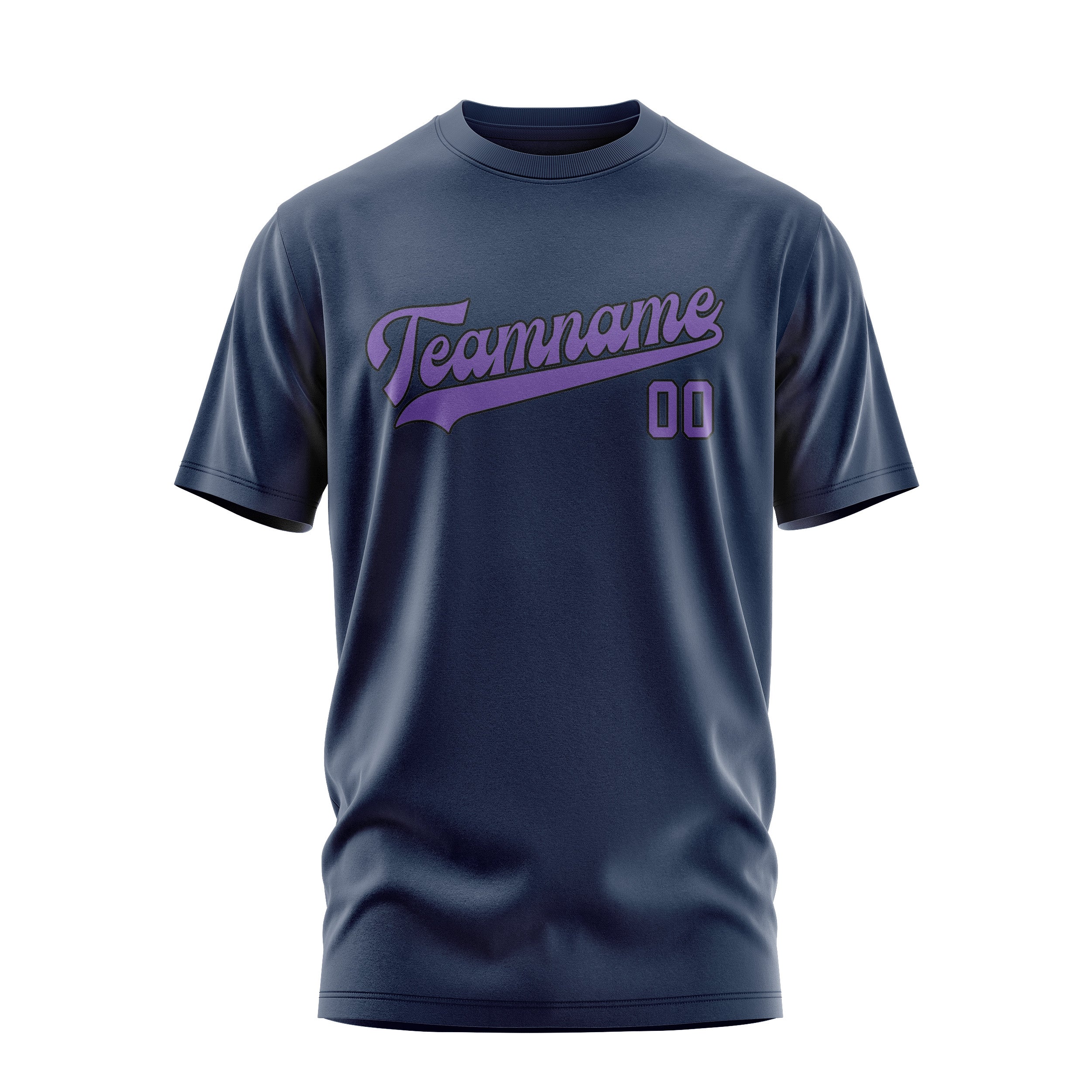 Maßgeschneidertes Marineblau Lavendel T-Shirt