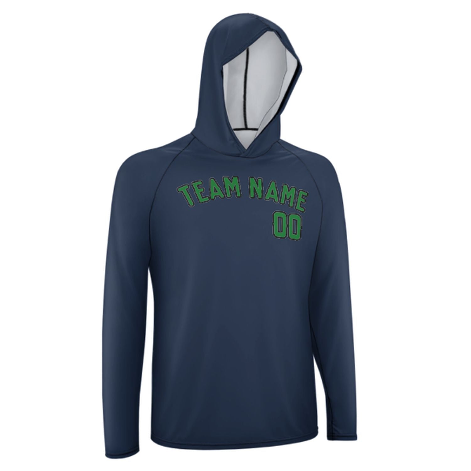 Maßgeschneidertes Marineblau Smaragdgrün UV-Hoodie