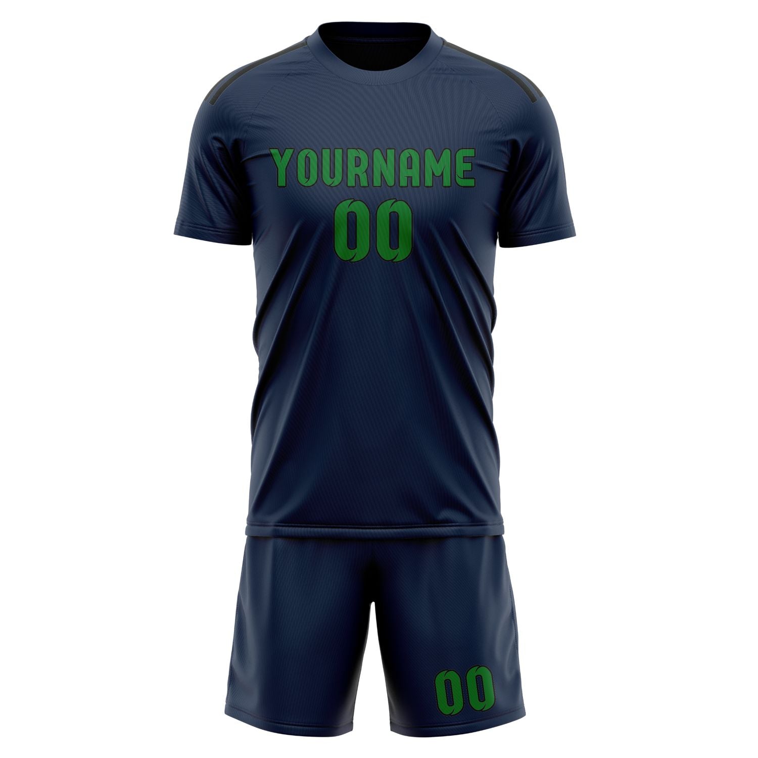 Maßgeschneidertes Professionelles Marineblau Smaragdgrün Fußballtrikot-Set
