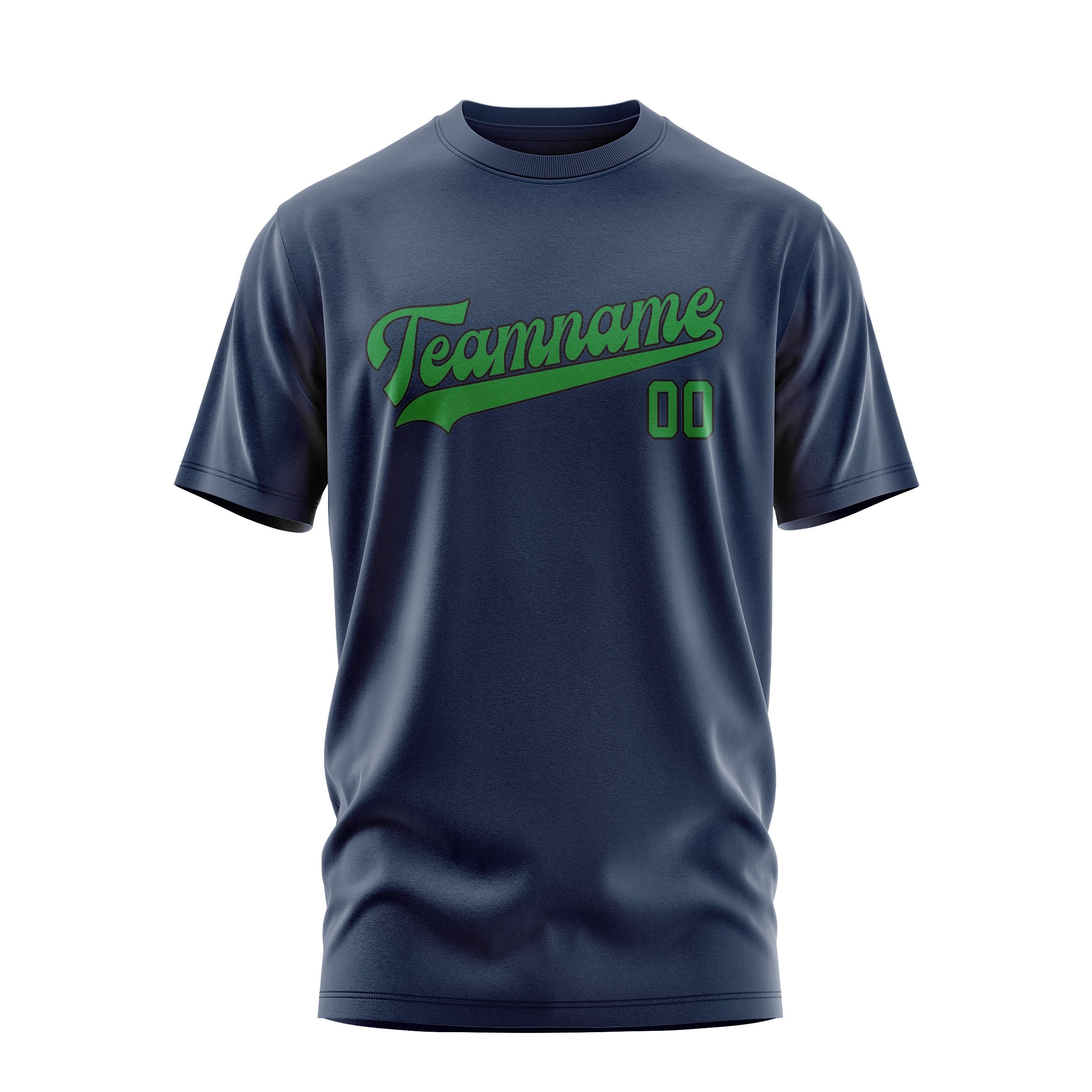 Maßgeschneidertes Marineblau Smaragdgrün T-Shirt