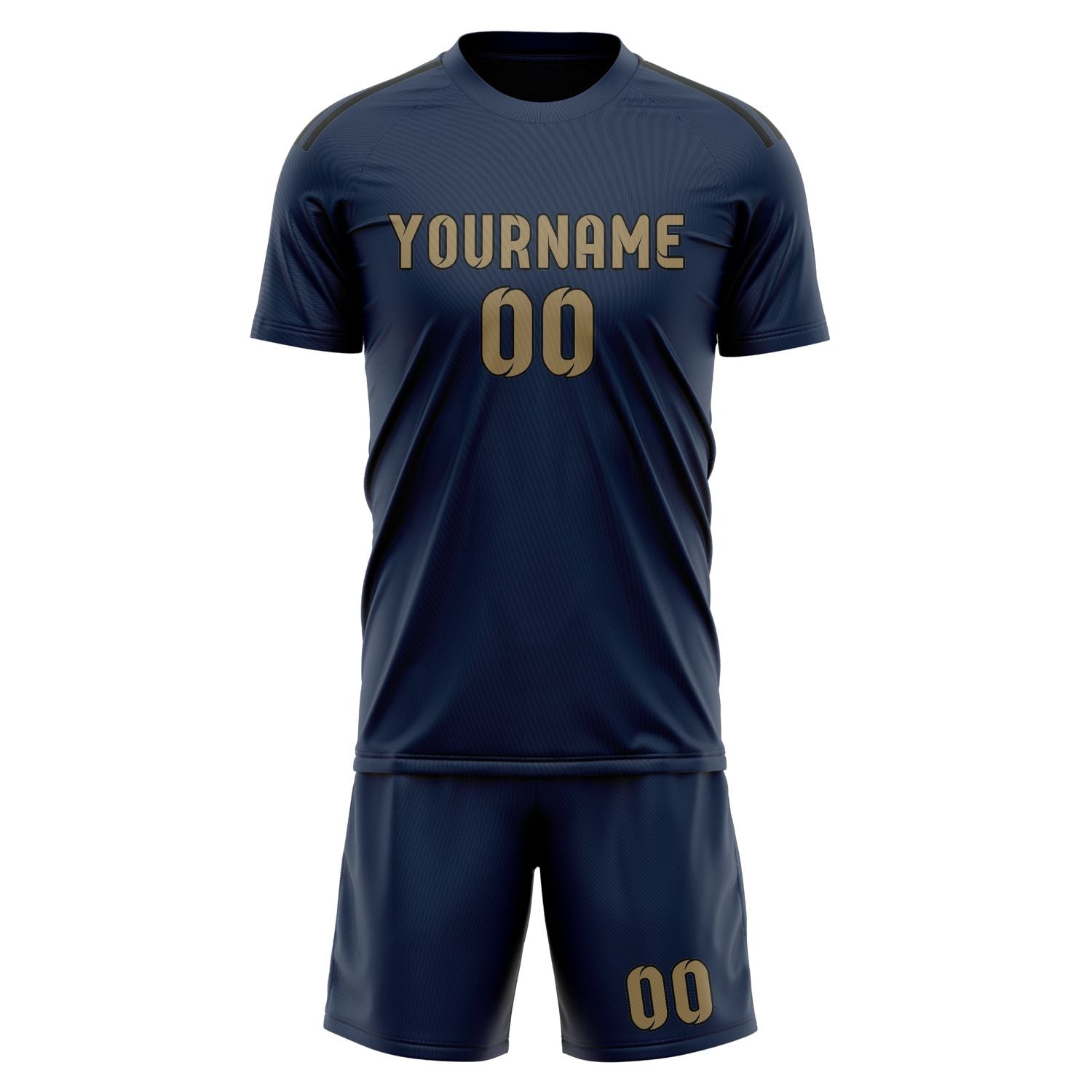 Maßgeschneidertes Professionelles Marineblau Hellkhaki Fußballtrikot-Set
