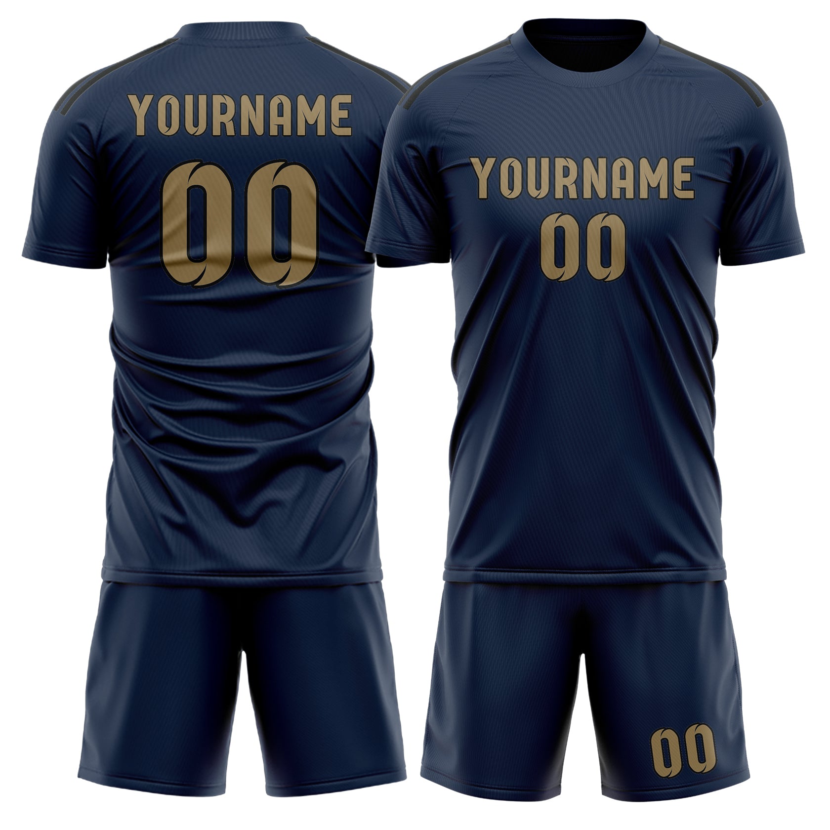 Maßgeschneidertes Professionelles Marineblau Hellkhaki Fußballtrikot-Set