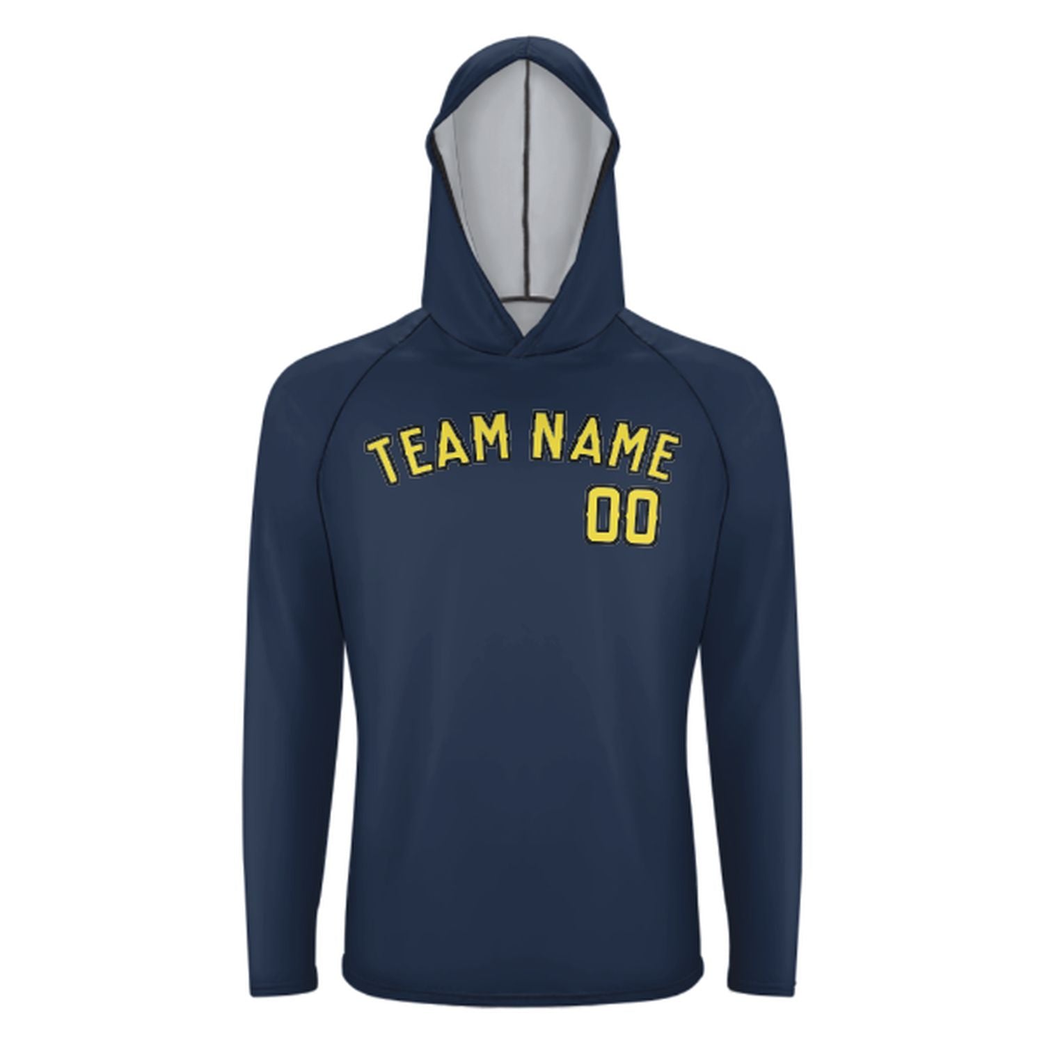 Maßgeschneidertes Marineblau Blassgelb UV-Hoodie