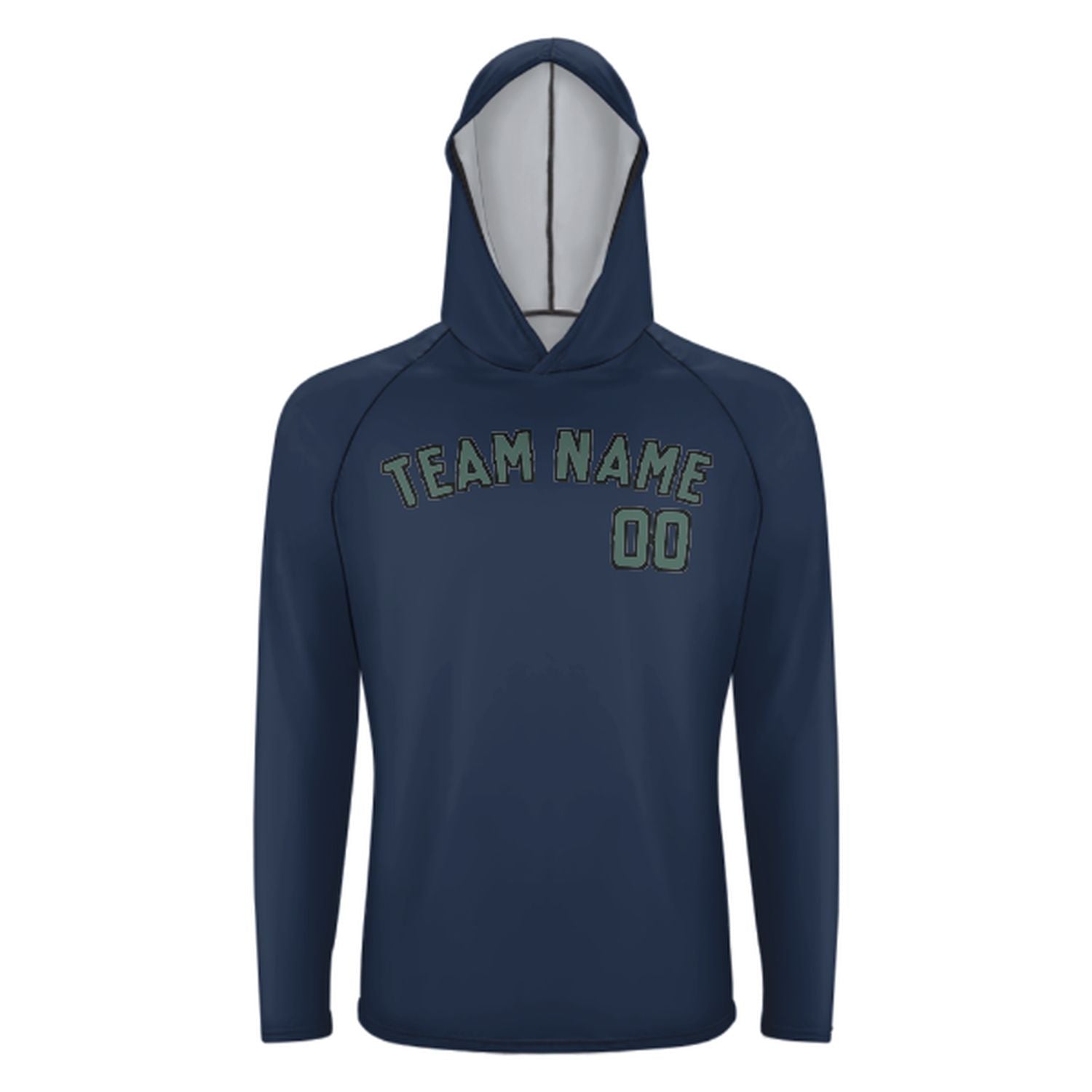 Maßgeschneidertes Marineblau Blaugrün UV-Hoodie