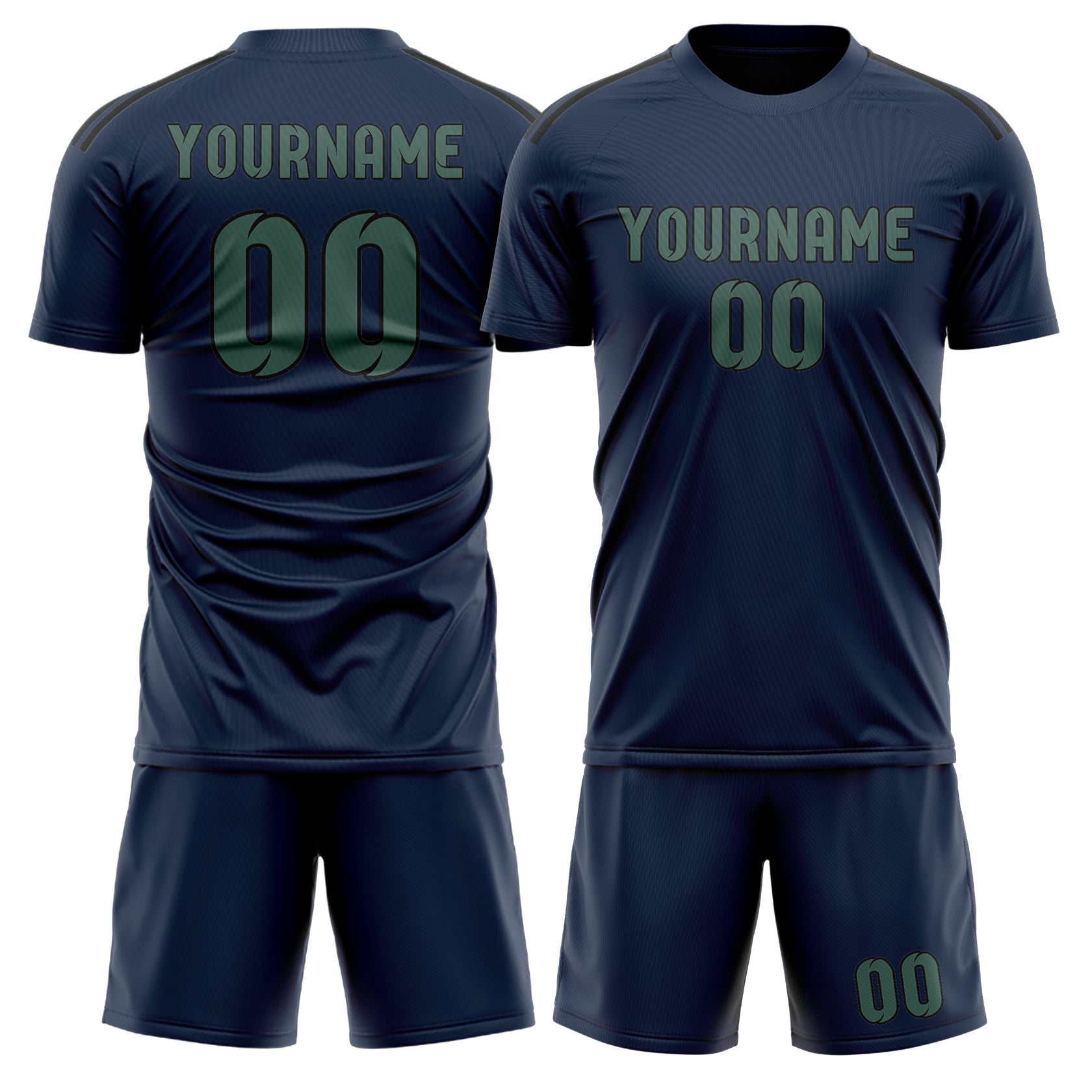Maßgeschneidertes Professionelles Marineblau Blaugrün Fußballtrikot-Set