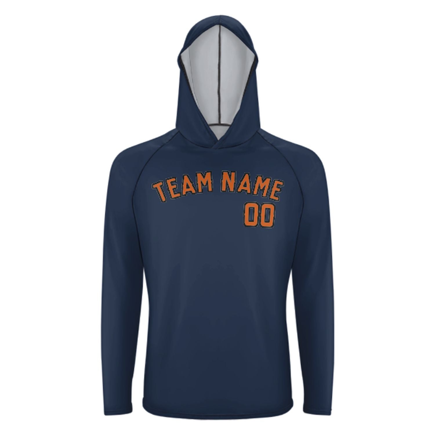 Maßgeschneidertes Marineblau Orange UV-Hoodie