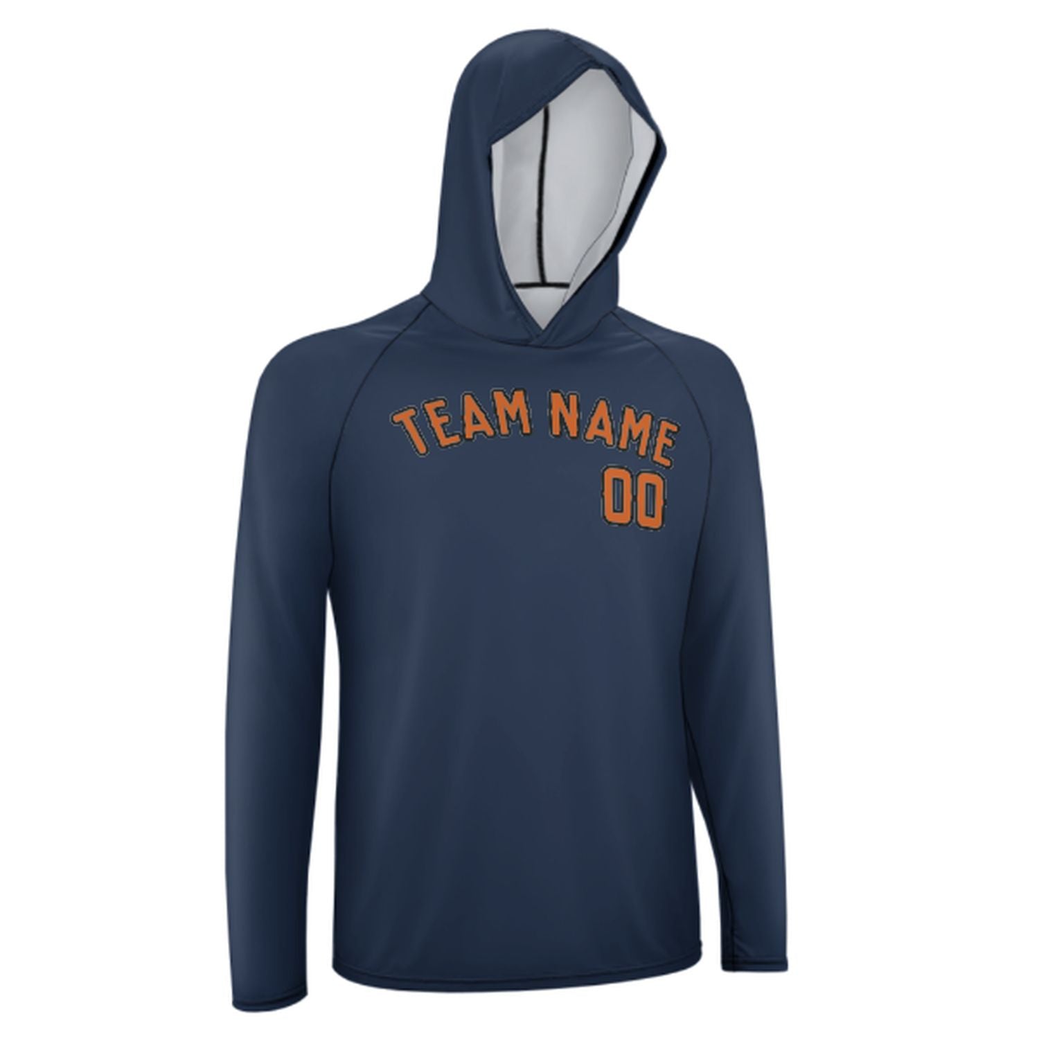 Maßgeschneidertes Marineblau Orange UV-Hoodie