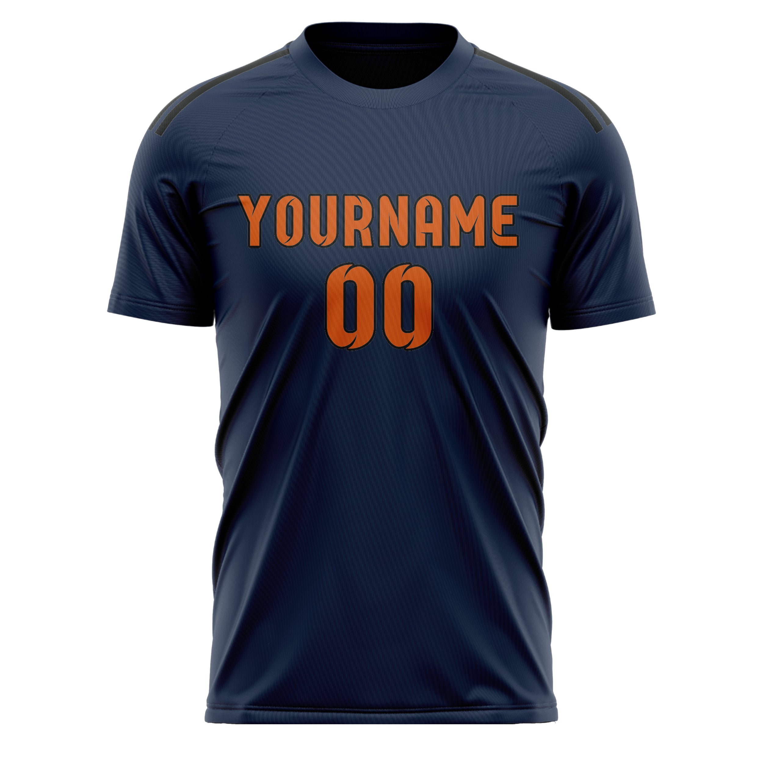 Benutzerdefiniertes Professionelles Marineblau Orange Fußballtrikot