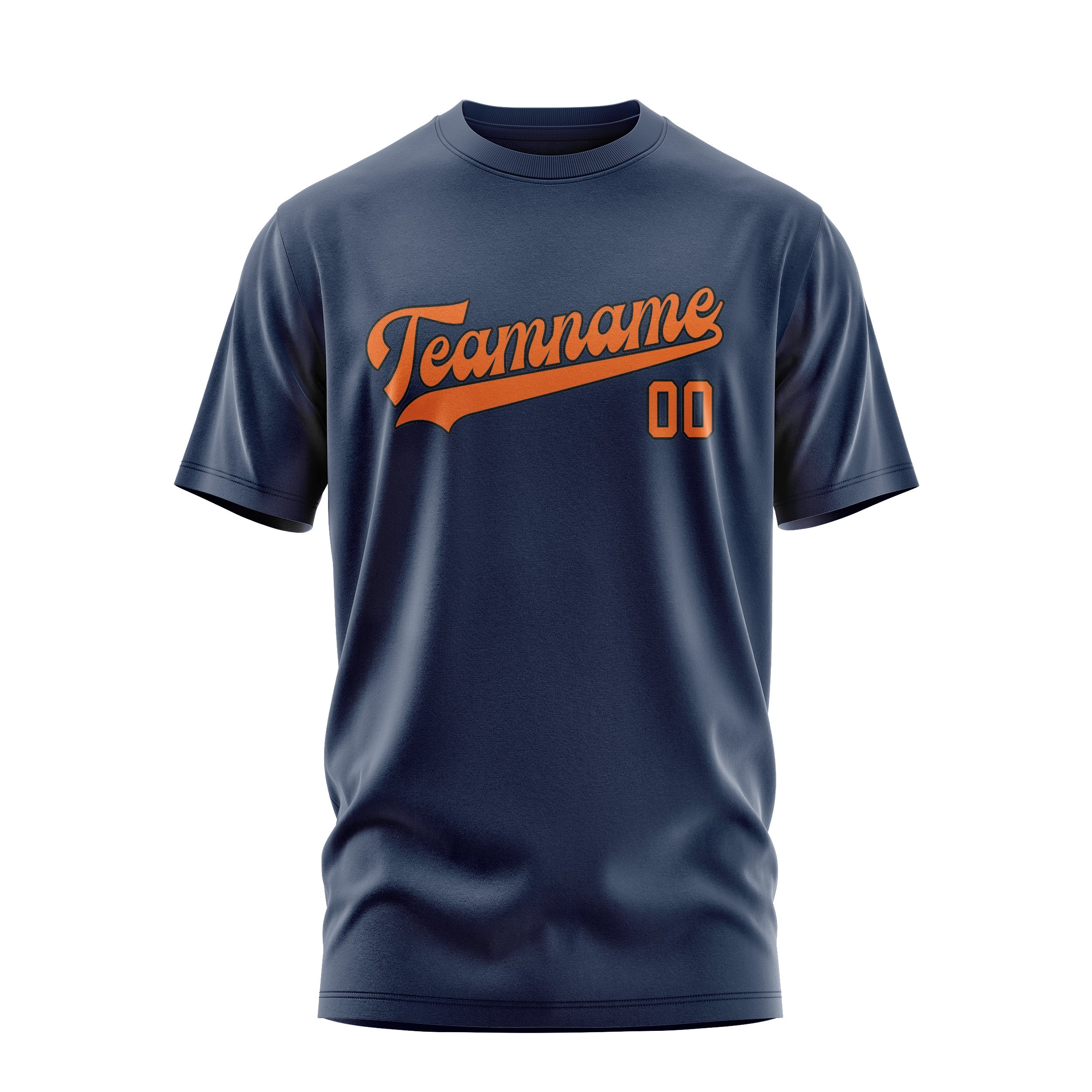 Maßgeschneidertes Marineblau Orange T-Shirt