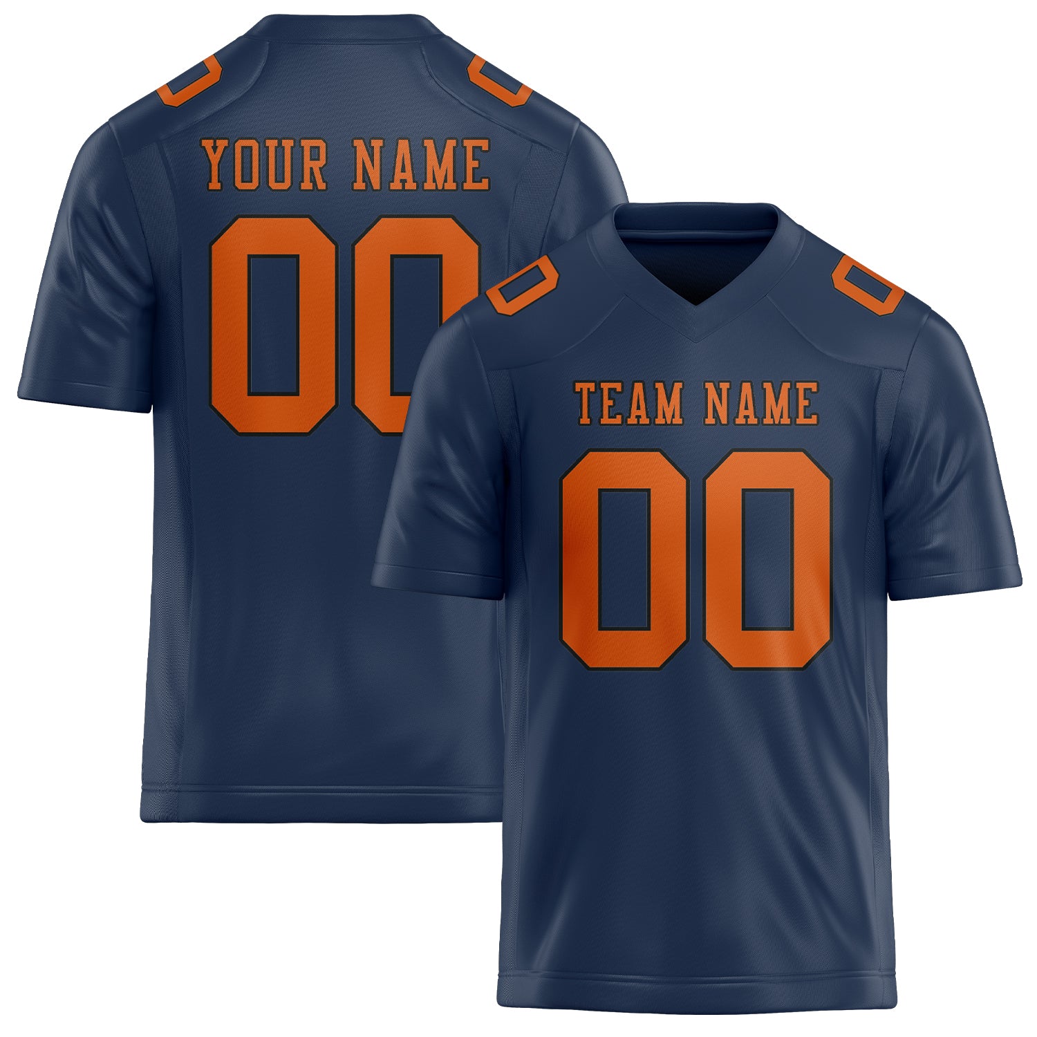 Maßgeschneidertes Professionelles Marineblau Orange Rugbytrikot