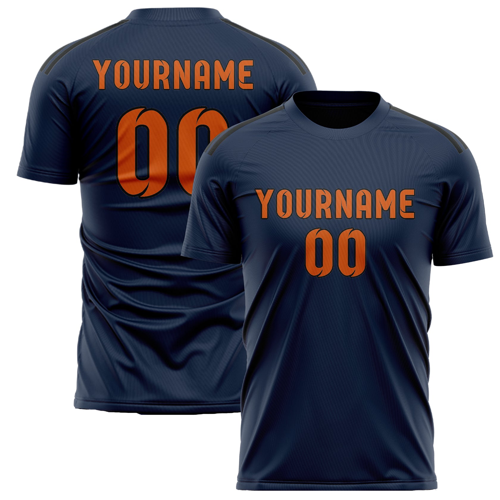 Benutzerdefiniertes Professionelles Marineblau Orange Fußballtrikot