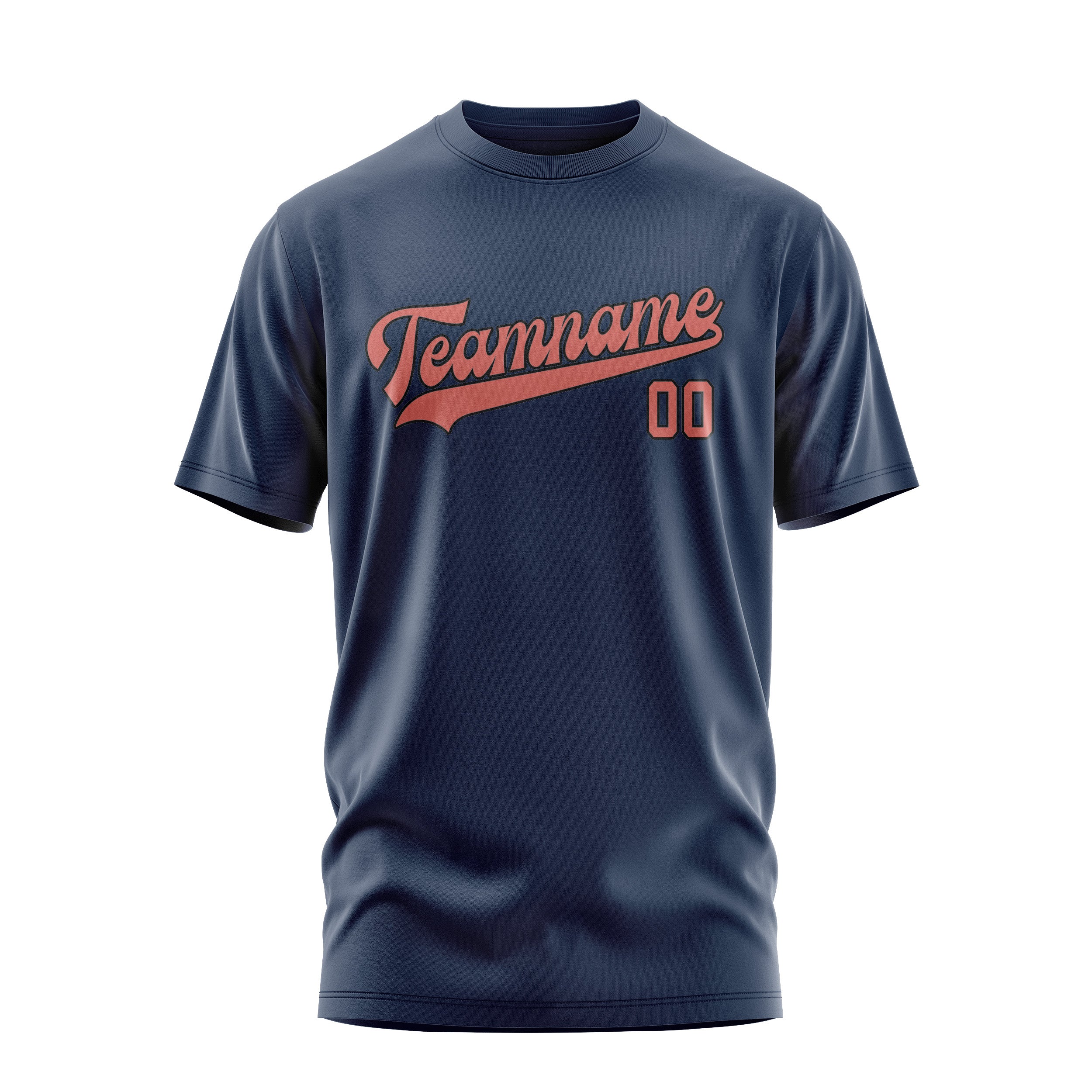 Maßgeschneidertes Marineblau Kupferrose T-Shirt