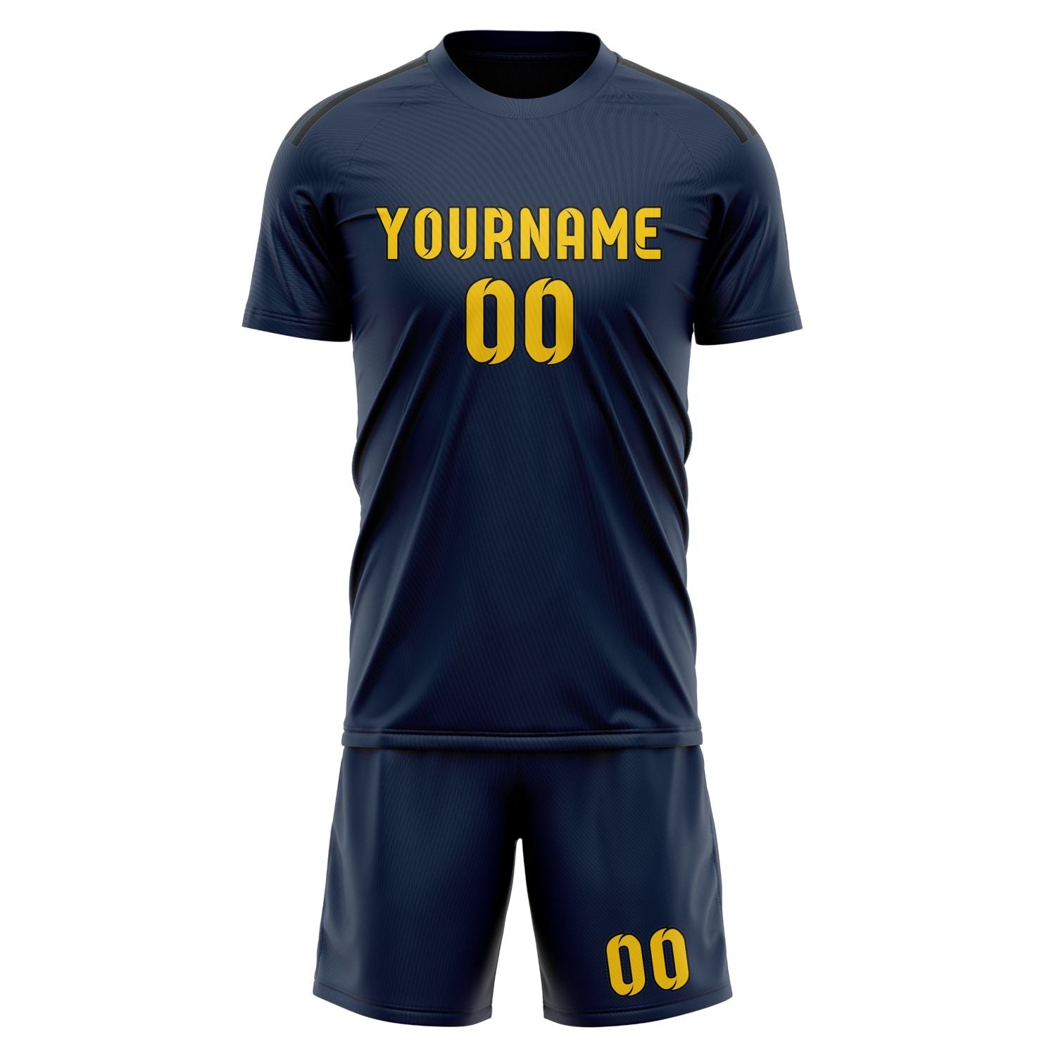 Maßgeschneidertes Professionelles Marineblau Gold Fußballtrikot-Set