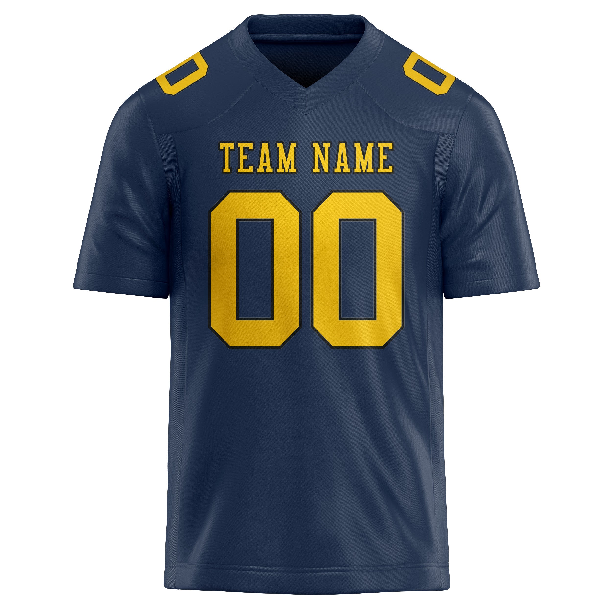 Maßgeschneidertes Professionelles Marineblau Gold Rugbytrikot