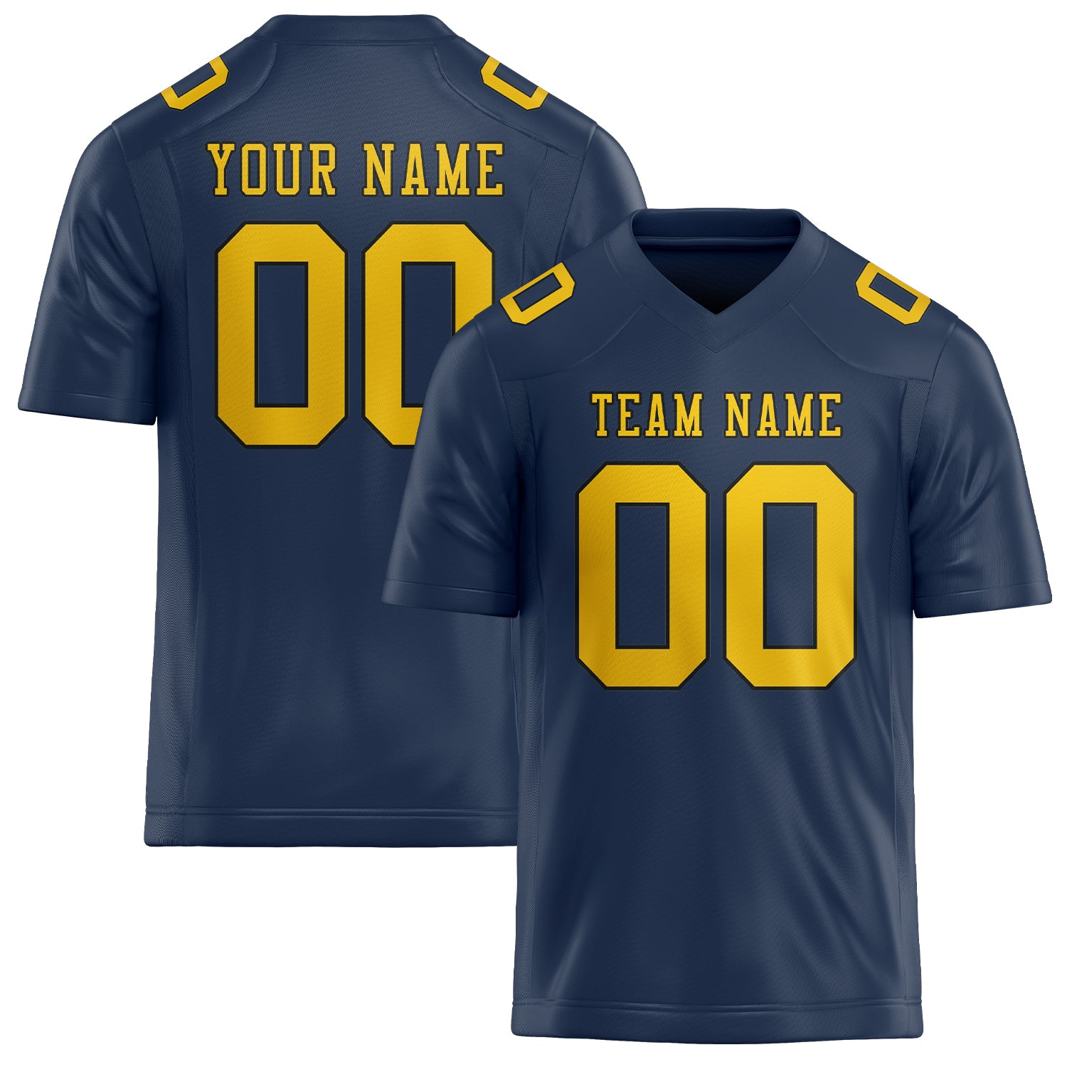 Maßgeschneidertes Professionelles Marineblau Gold Rugbytrikot