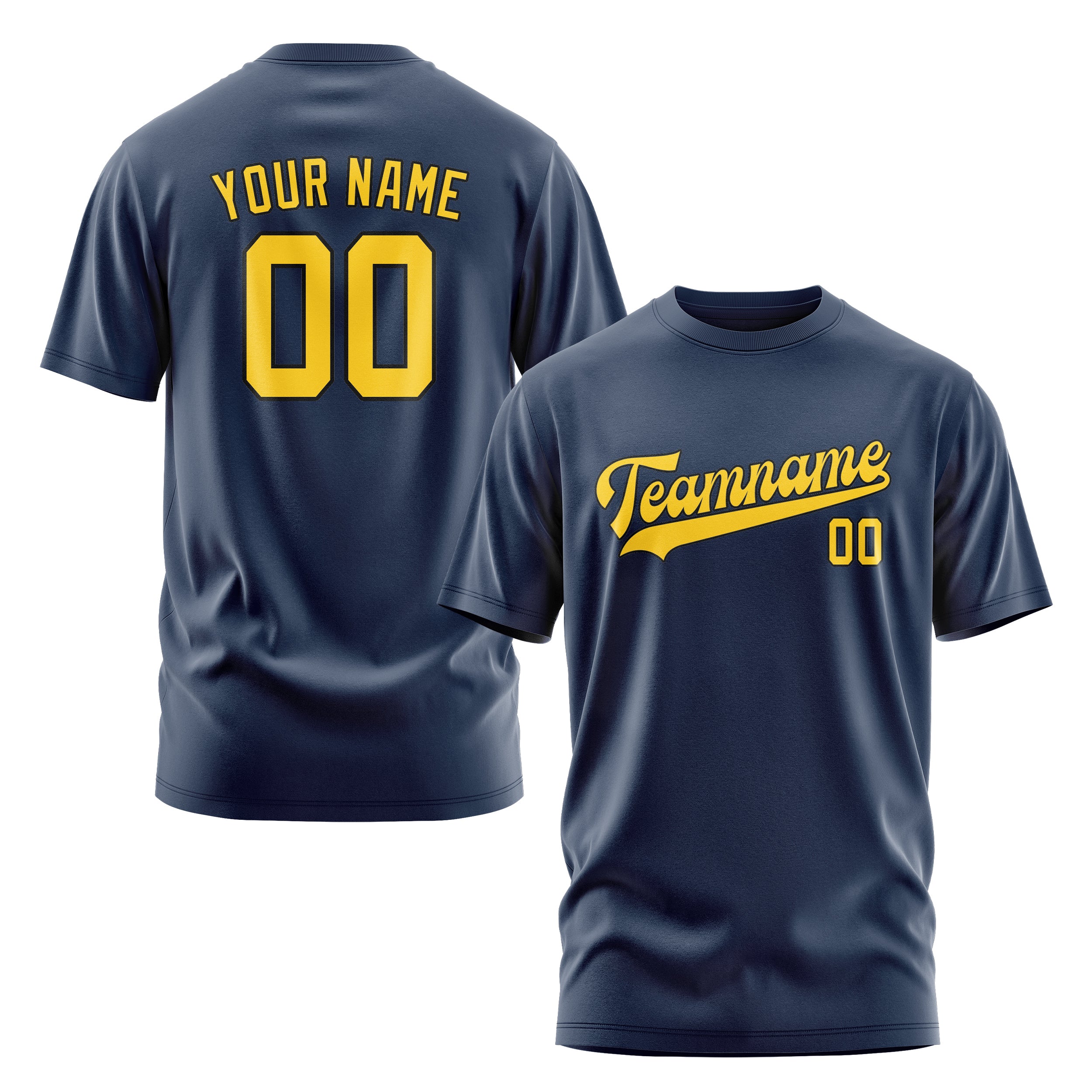 Maßgeschneidertes Marineblau Gold T-Shirt