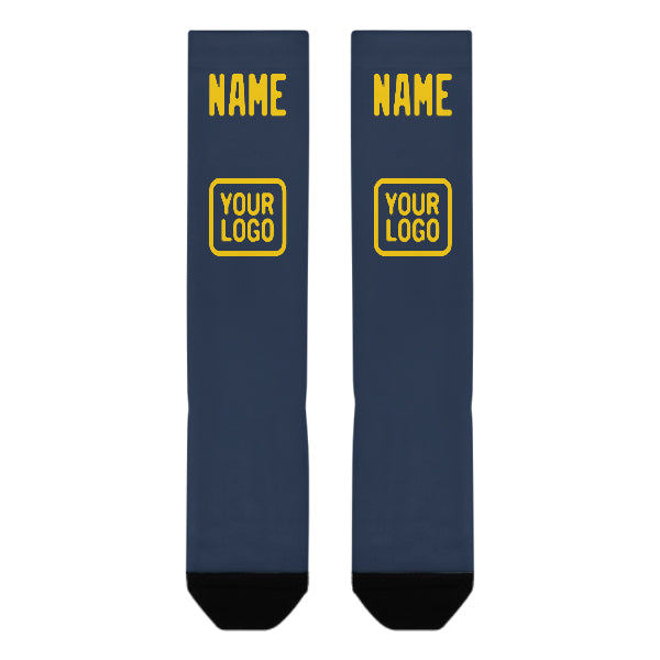 Maßgeschneidertes Marineblau Gold Kniestrümpfe