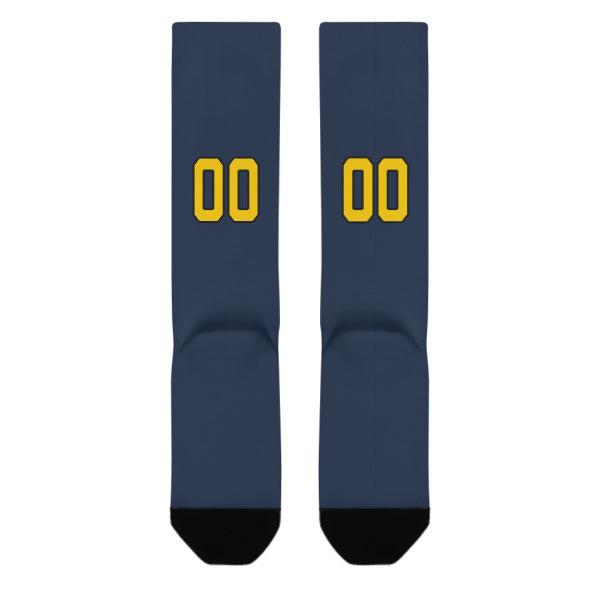 Maßgeschneidertes Marineblau Gold Kniestrümpfe