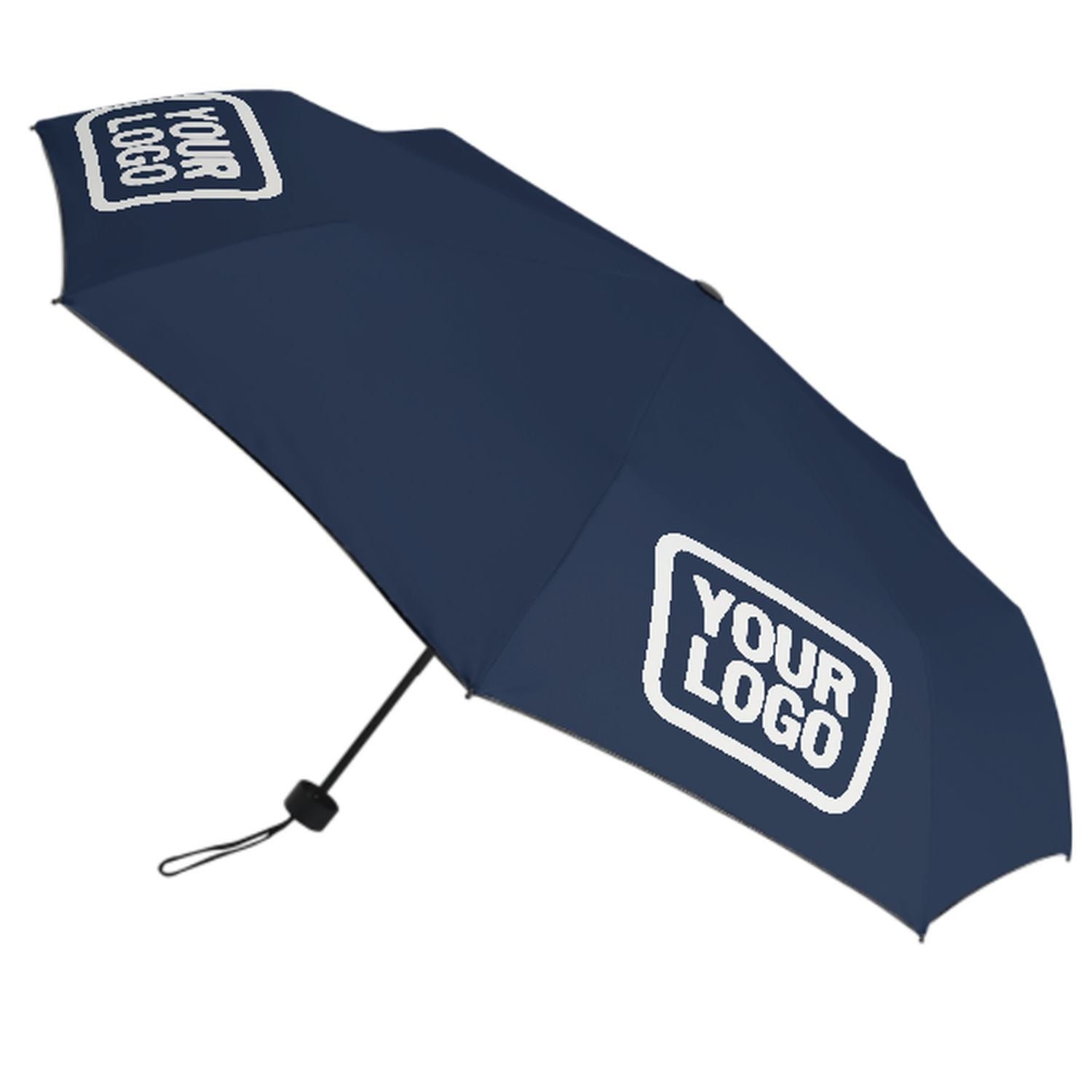 Maßgeschneidertes Marineblau Weiß Automatik-Regenschirm