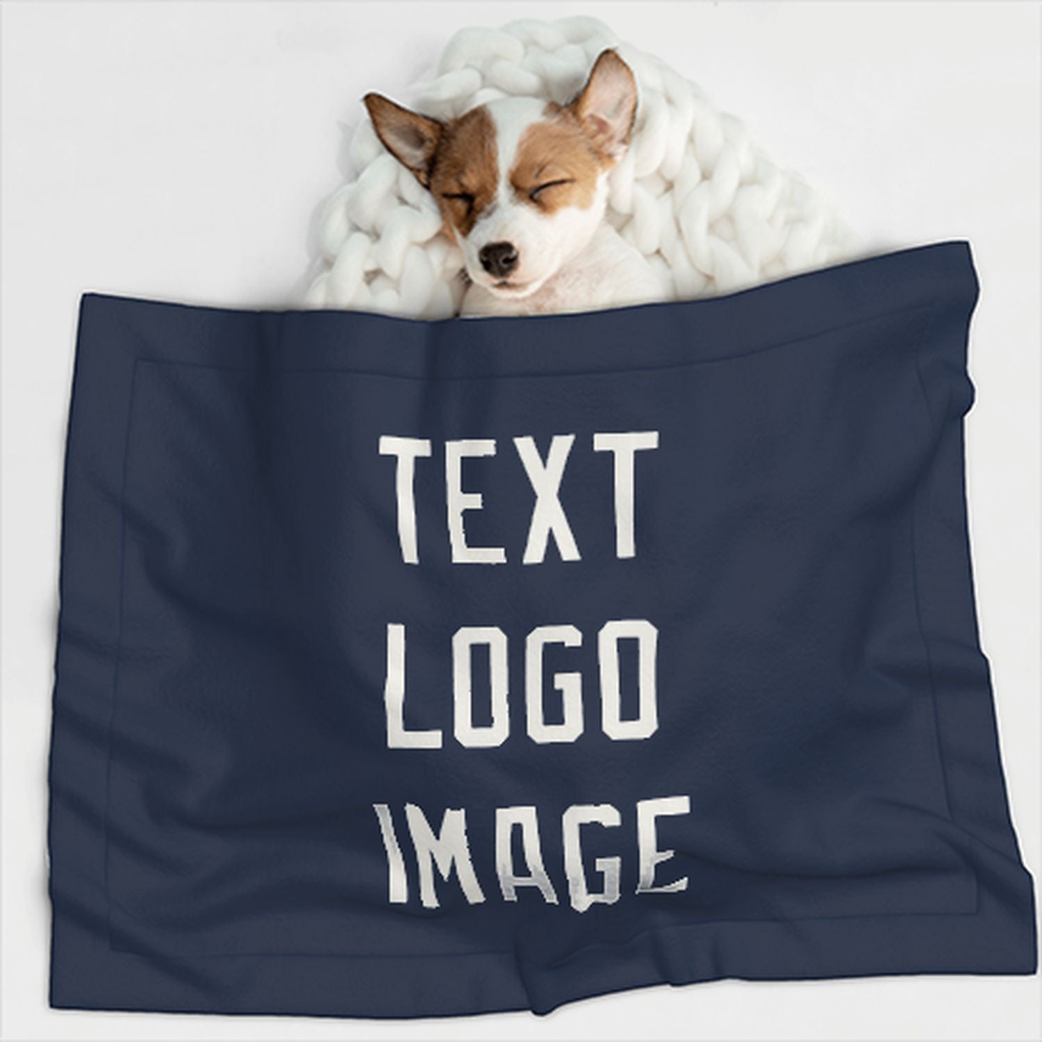 Coperta personalizzata blu navy e bianca per animali domestici