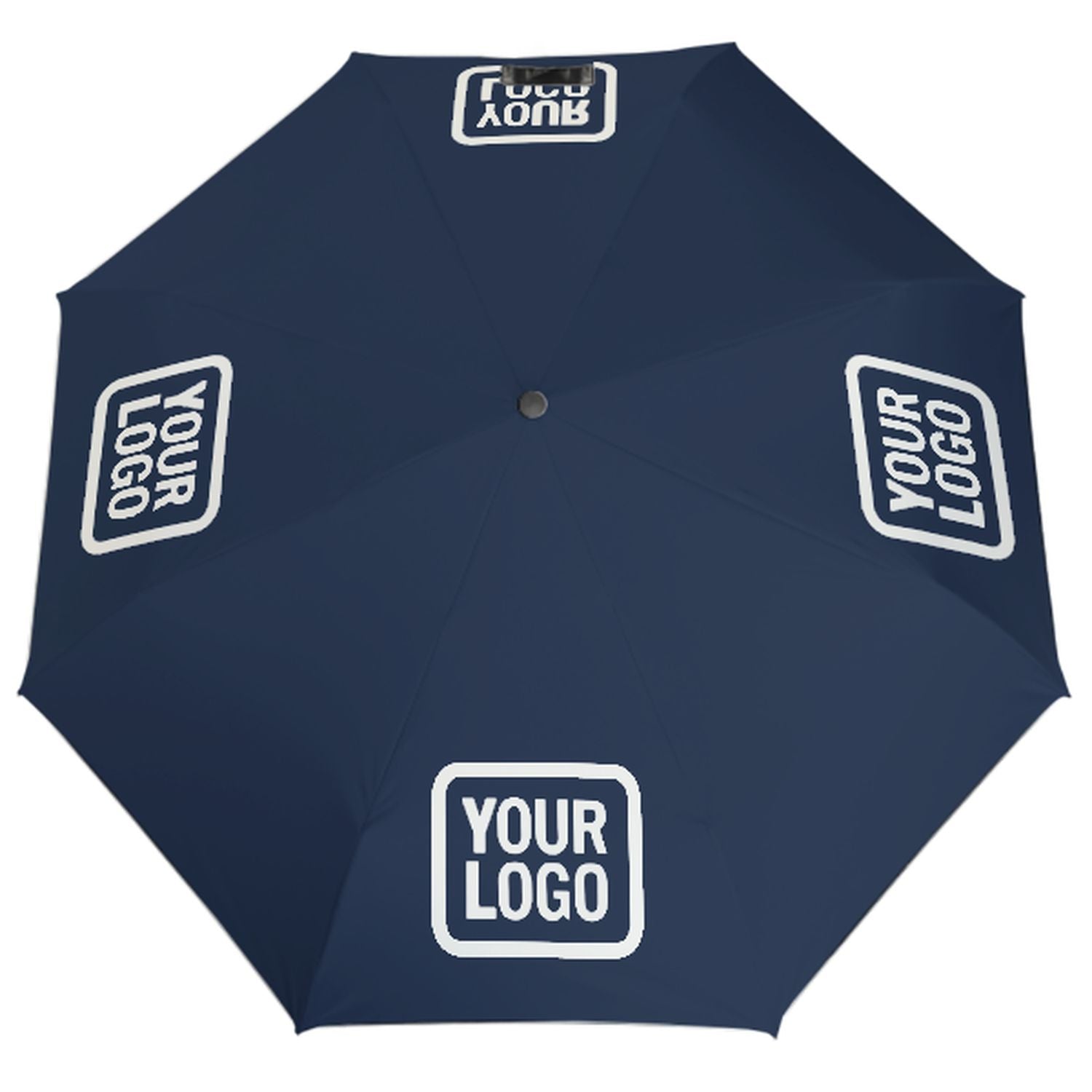 Maßgeschneidertes Marineblau Weiß Automatik-Regenschirm
