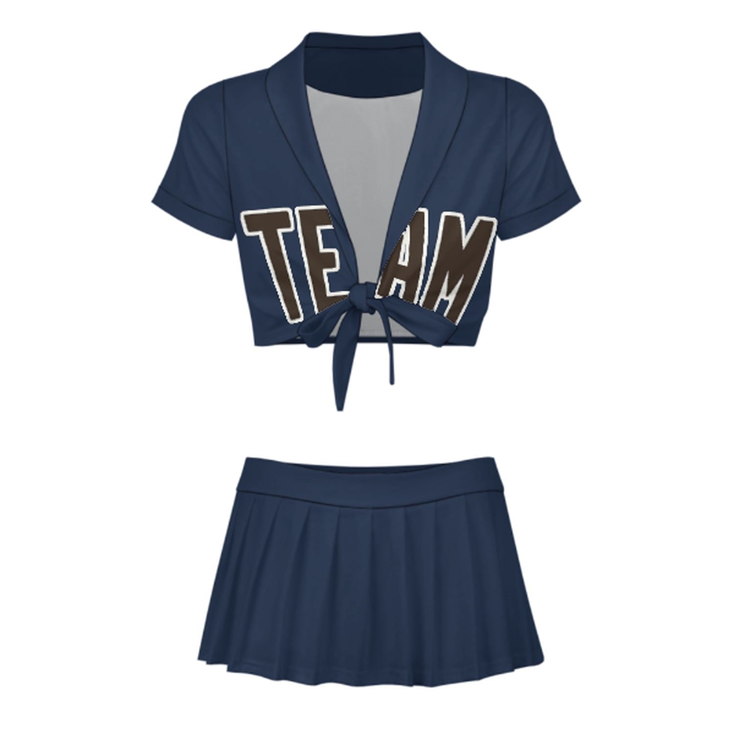 Completo da cheerleader personalizzato blu navy e marrone